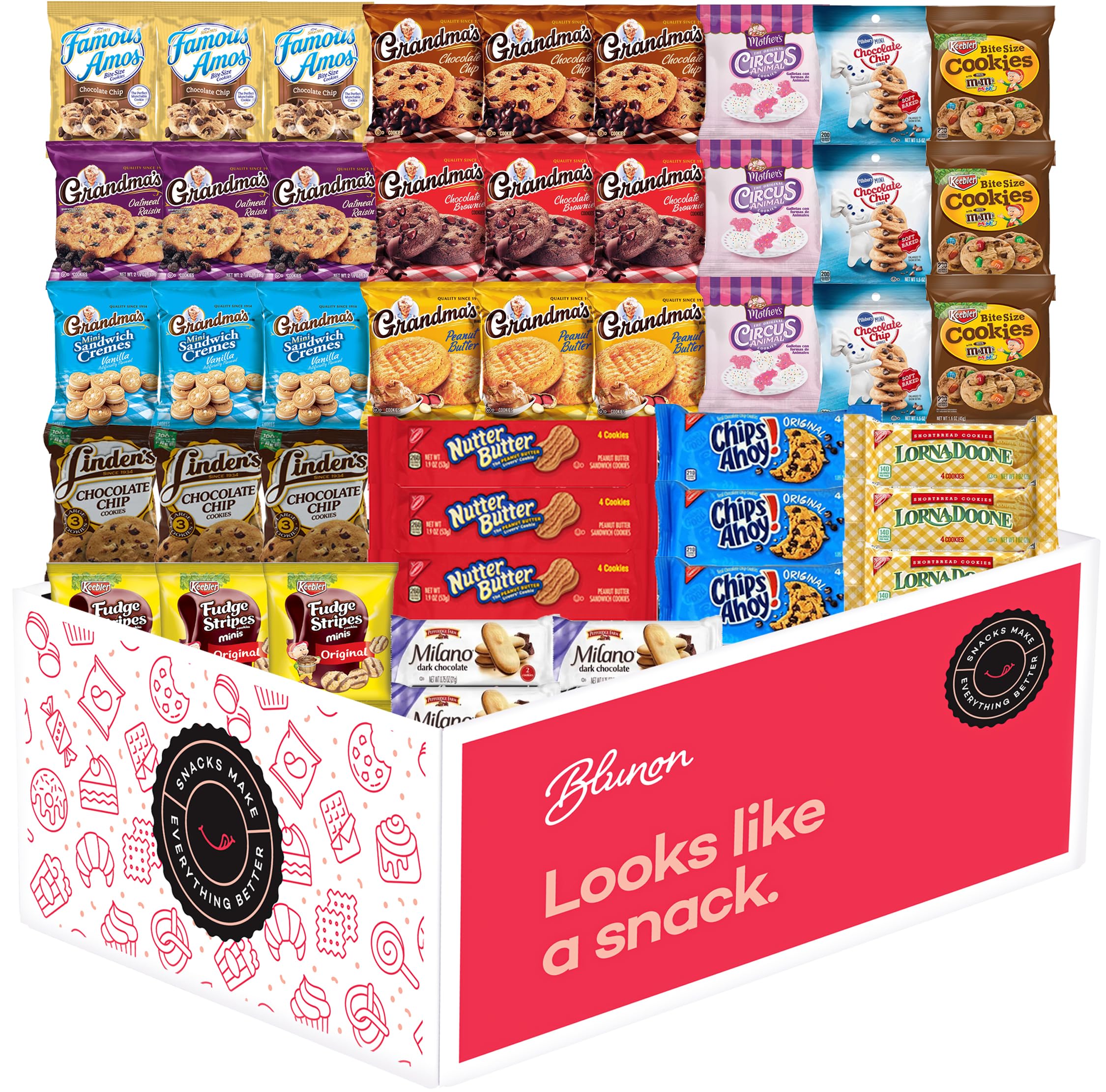 Cookies Individually Wrapped Variety Pack - Cookies Bulk Assortment Care Package Sampler Gift Box (45 Count)