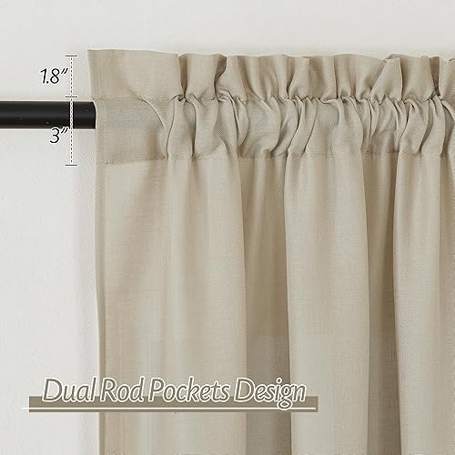 Miniatura 2 de RYB HOME 2 paneles de cortinas bohemias de lino para oscurecer la sala de estar, con bolsillo para cortinero, 84 pulgadas de largo, 2 paneles de