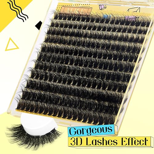 Miniatura 10 de ALICE Extensiones de pestañas en racimo para colocar en casa, 240 unidades, 0.55-0.78 pulgadas, pestañas individuales en racimo de pestañas