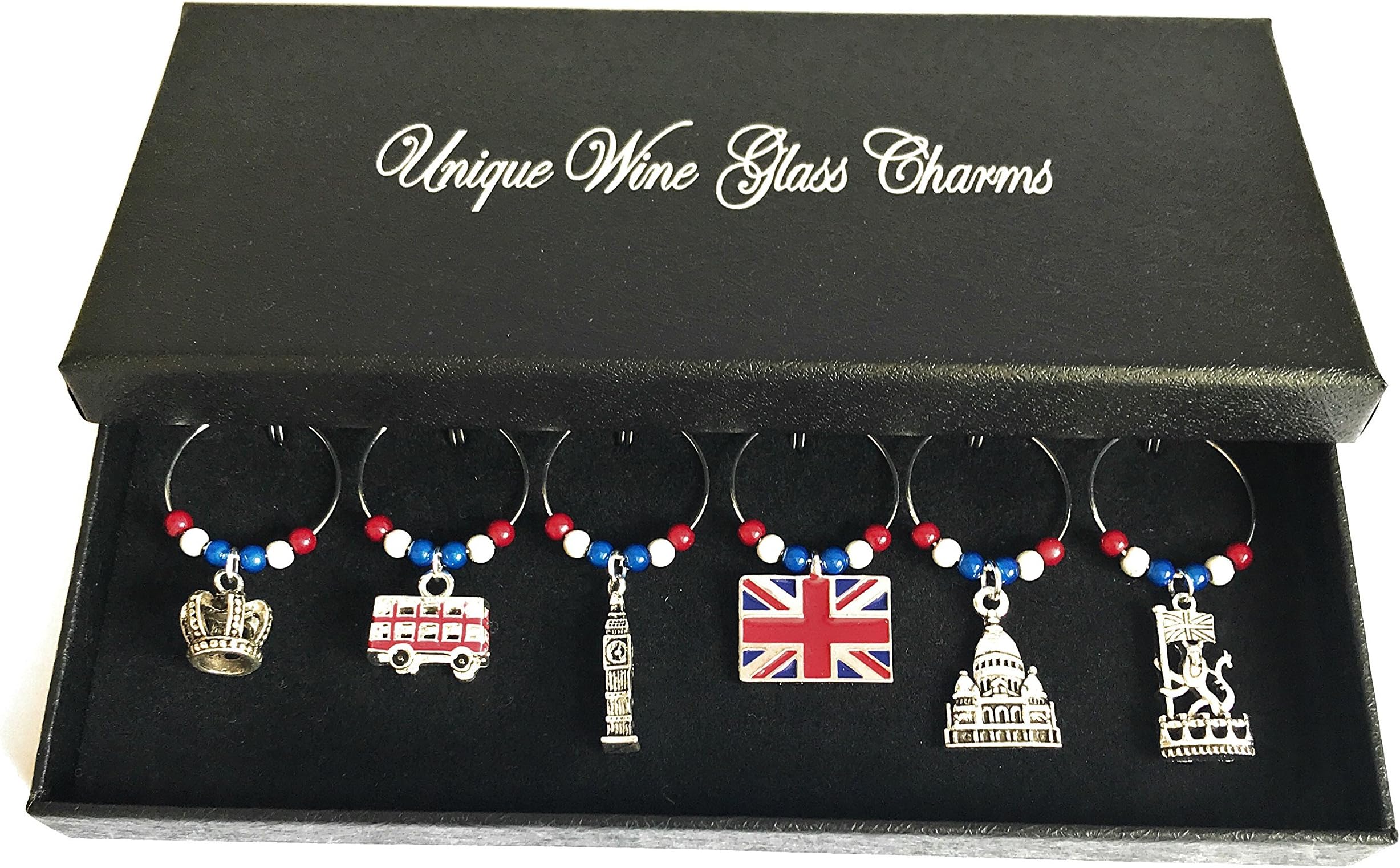Libby's Market Place London Wine Glass Charms with Gift Box