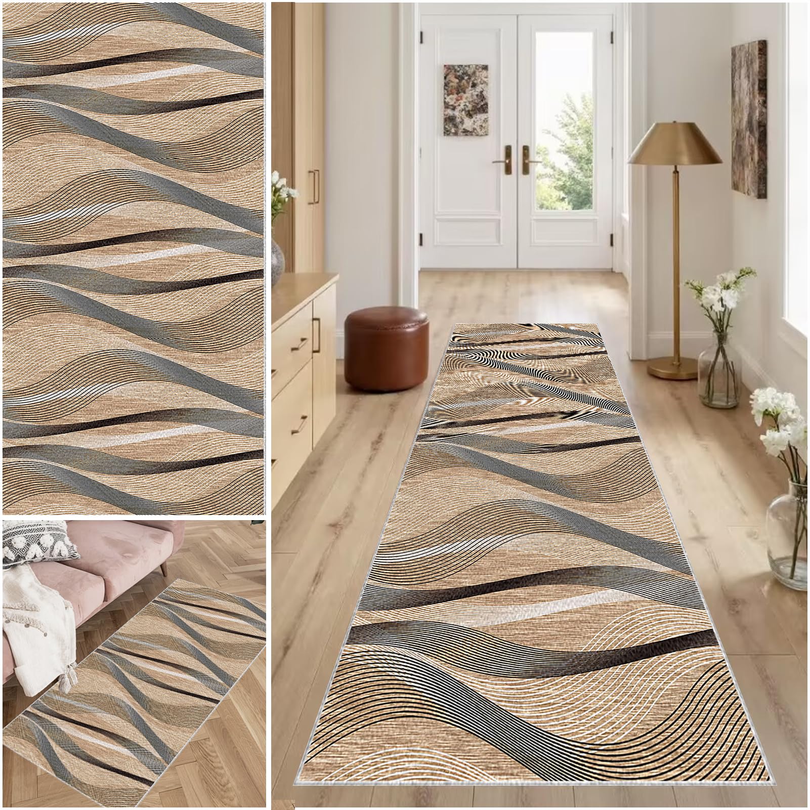 Carpet Runner for Hallway Non Slip Machine Washable Kitchen Runners Laundry Room Absorbent Area Rug Runner Floor Door Mat Runner for Hallway Entryway Kitchen Laundry Room Hall Runner 120 x 500 cm