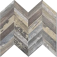 Vista 1 de STICKGOO azulejos de espiga de 10 hojas para despegar y pegar, PVC de madera sintética para salpicaderos, azulejos de pared autoadhesivos para cocina