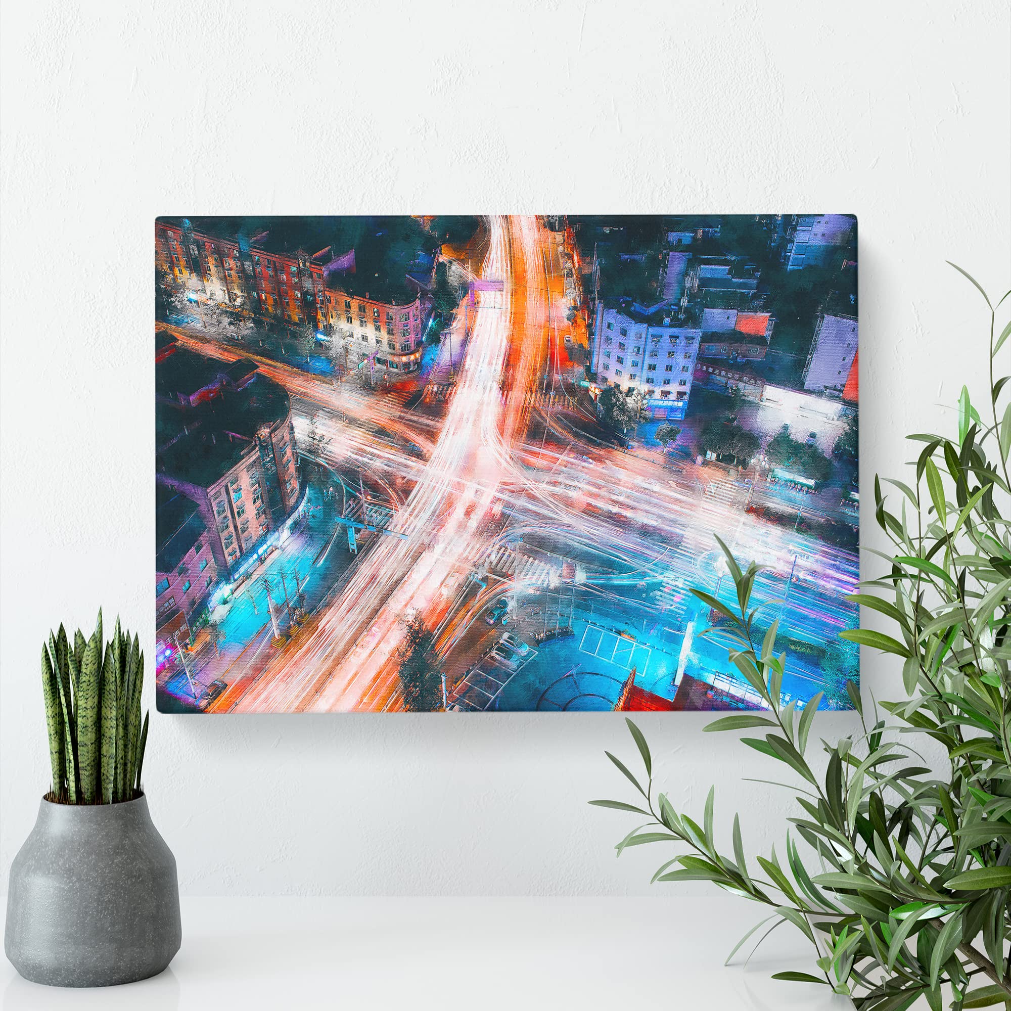 Urban City Lights Canvas Print, Mixed, 25L x 50W cm - Image 3