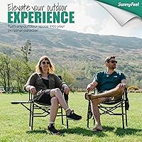 Vista 4 de SUNNYFEEL Silla de directores de camping, resistente, silla plegable portátil de gran tamaño con mesa auxiliar, bolsillo para playa, pesca, viaje