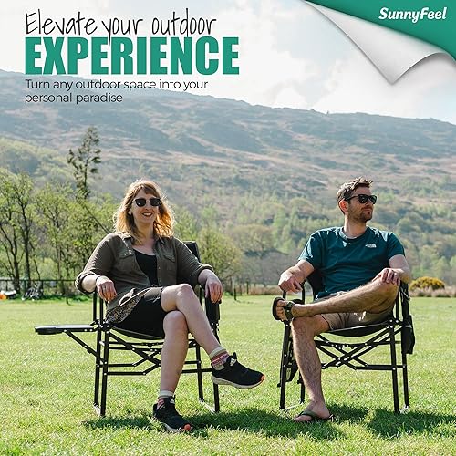 Miniatura 4 de SUNNYFEEL Silla de directores de camping, resistente, silla plegable portátil de gran tamaño con mesa auxiliar, bolsillo para playa, pesca, viaje