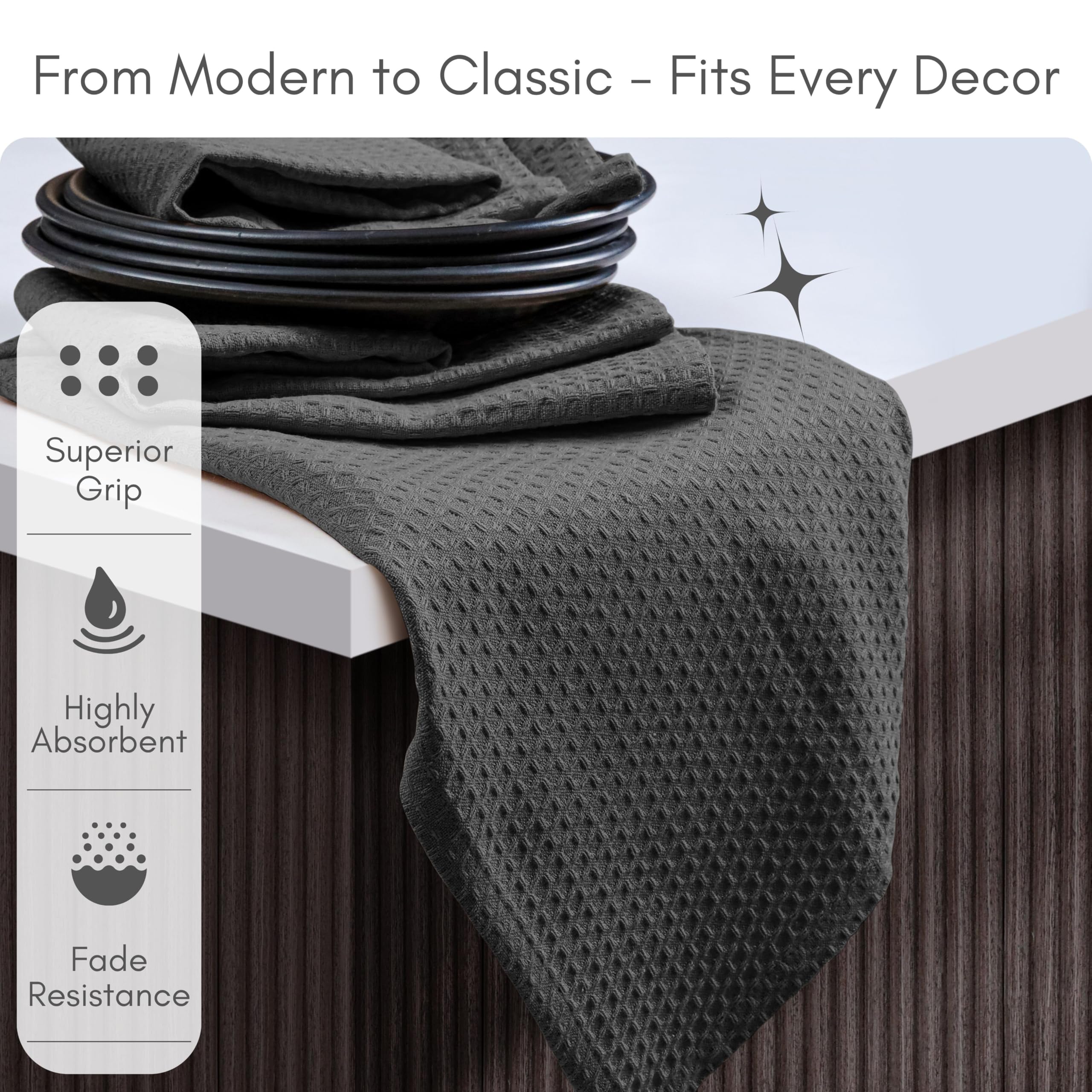 TWINY threads Asciugamani da cucina, 100% cotone morbido, tessuto a nido d'ape, strofinacci con passante per appenderla, asciugamani da bar riutilizzabili per la pulizia della tavola, cene, feste