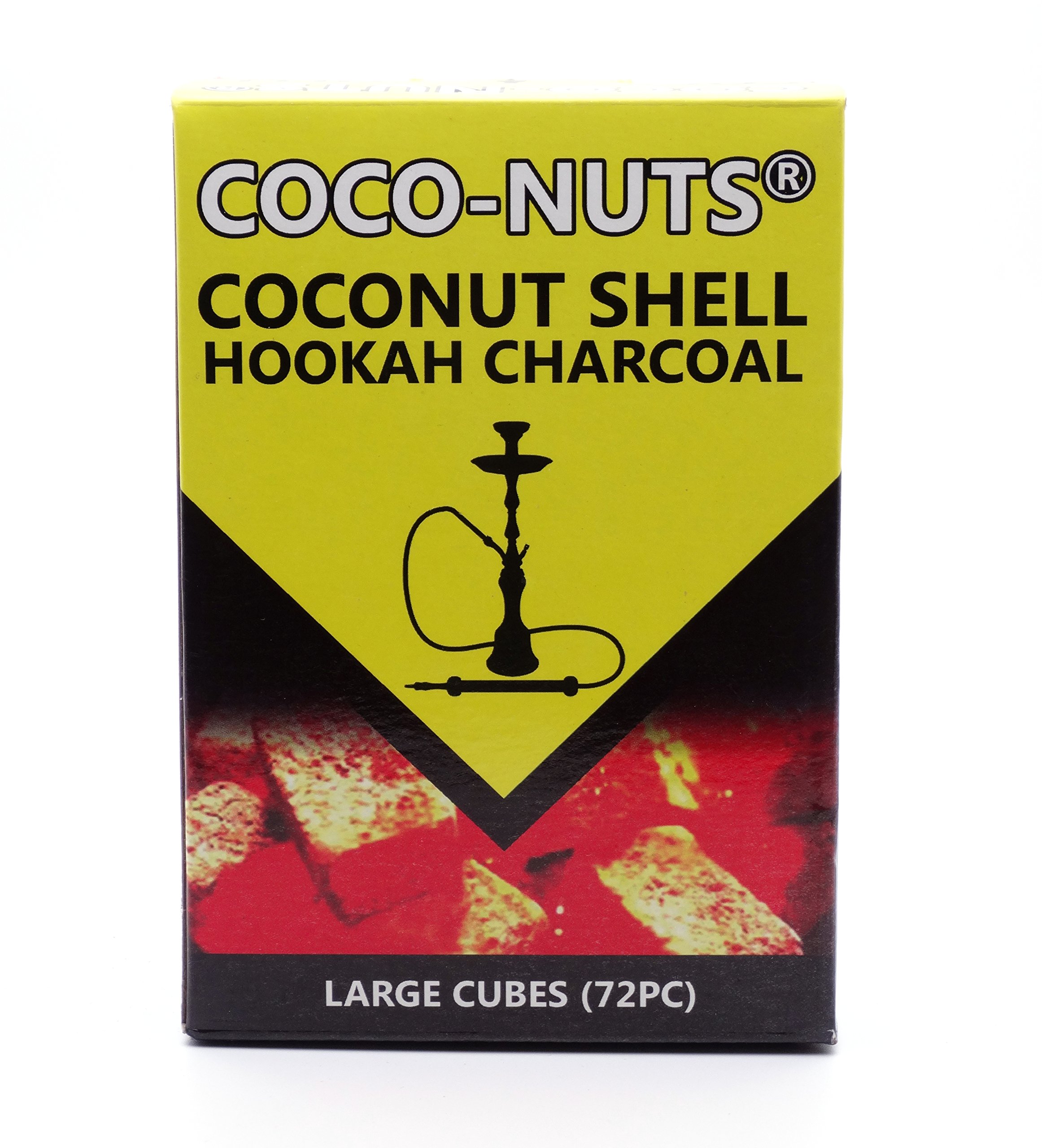 Coco-Nuts Large Cube Coconut Shell Premium Quality Hookah Shisha Charcoal 72Pcs
