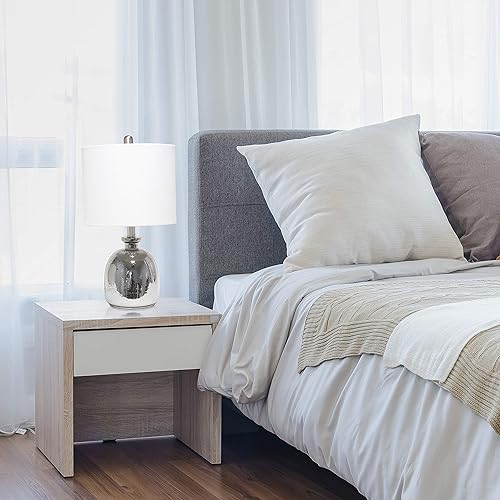 Miniatura 7 de Elegant Designs LT3316-WHT Lámpara de mesa de cristal plateado con pantalla blanca (paquete de 1)