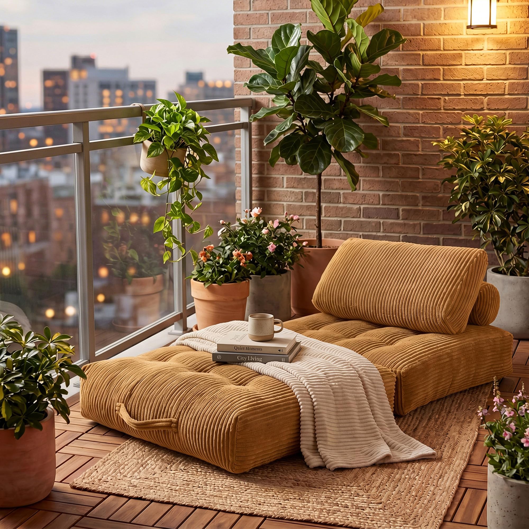 Schlafsessel mit Schlaffunktion Cord Beige - 2-in-1 Klappsofa Gästebett