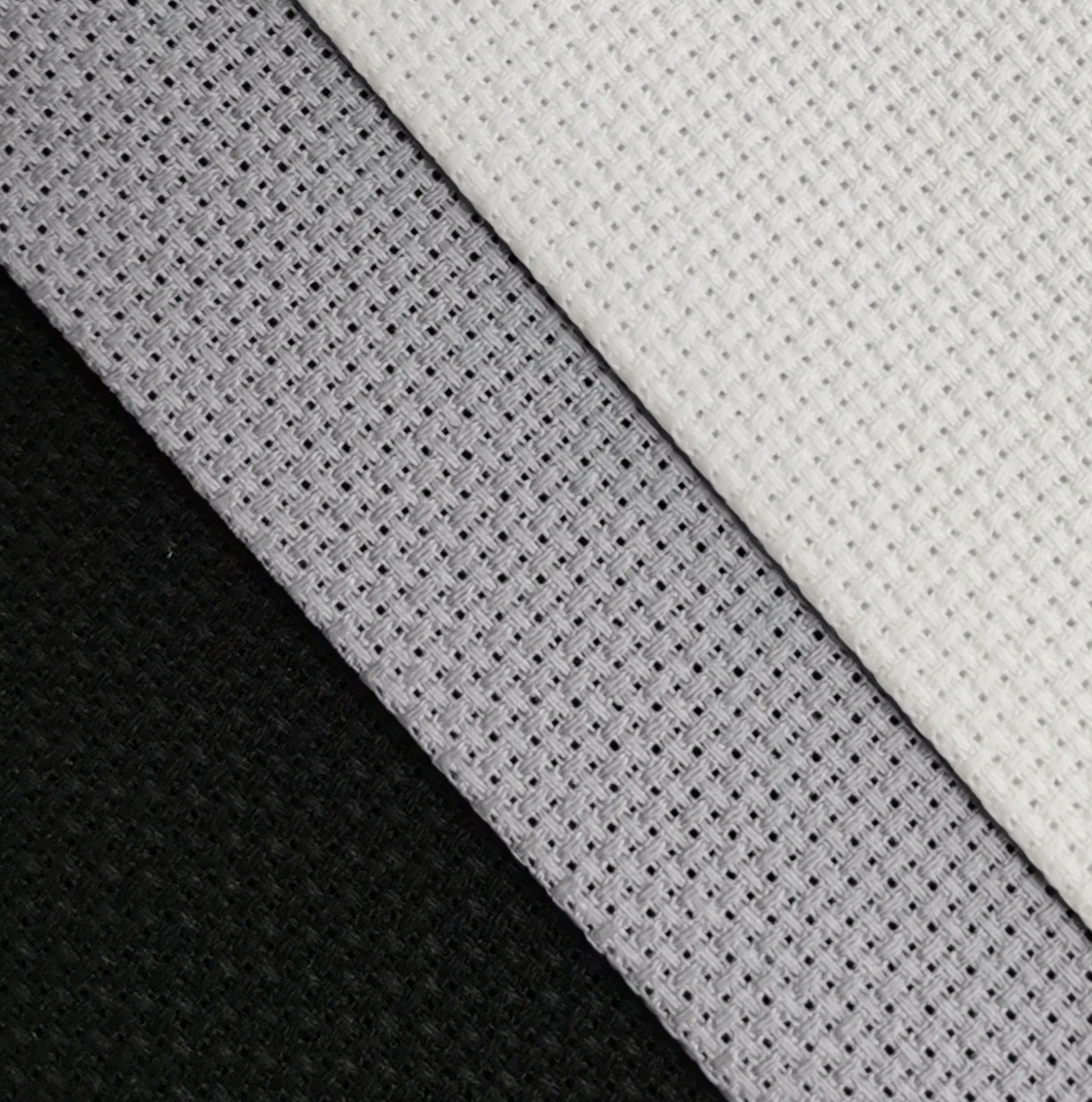 Image of 12 inch x 18 inch by 3 Pack 14CT Counted Cotton Aida Cloth Cross Stitch Fabric (White+Light Steel Grey+ Black)