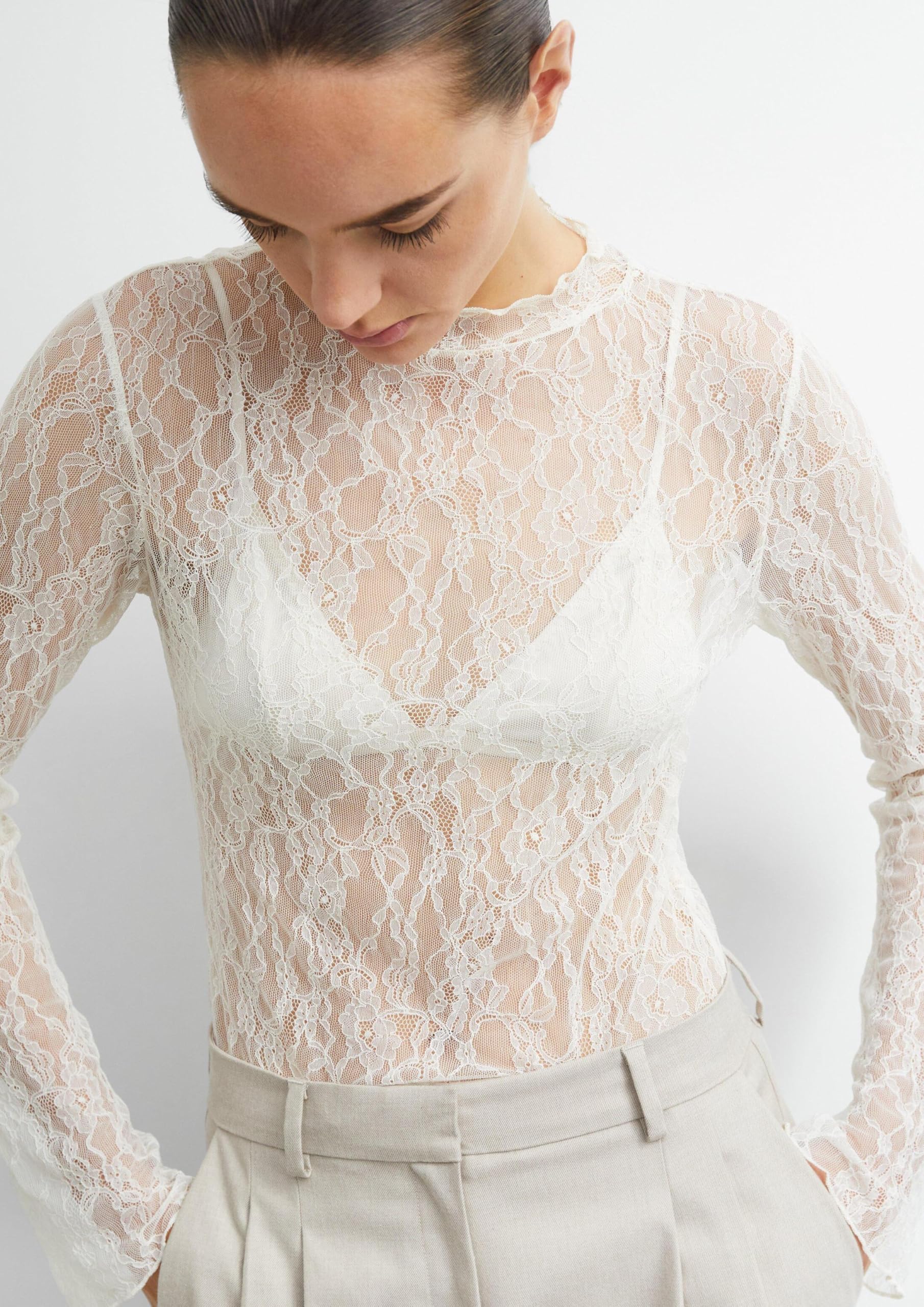 COMMA Damen Langarm-Shirt – Slim Fit, Rollkragen, Trompetenärmel