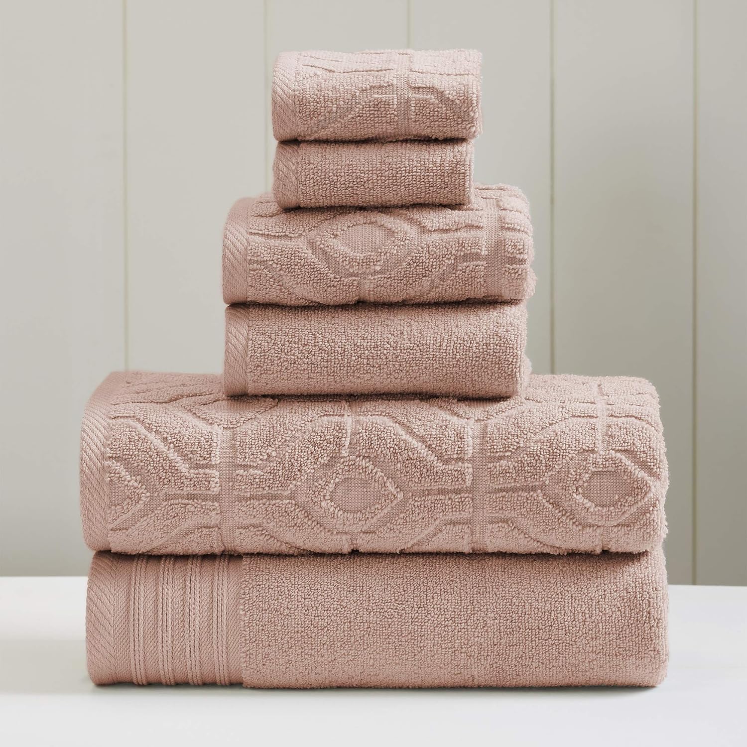 Amrapur Overseas 6-Piece Yarn Dyed Diamond Gate Jacquard Towel Set Seafoam : Home & Kitchen