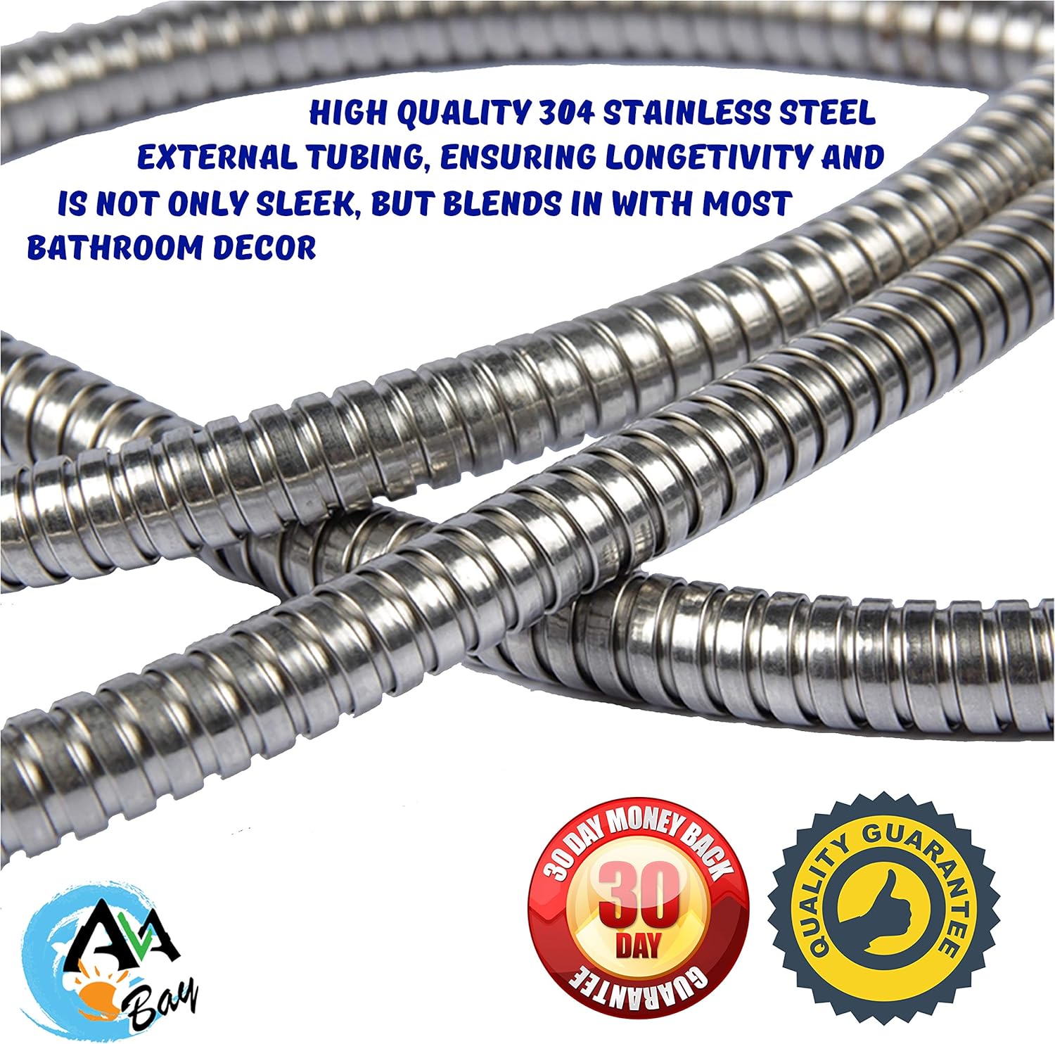47-Inch Shower Hose Replacement - Long Reinforced Dual Layer for Bathroom Toilet Bide Sprayer Extension Part with Brass Coupler, Polished Chrome