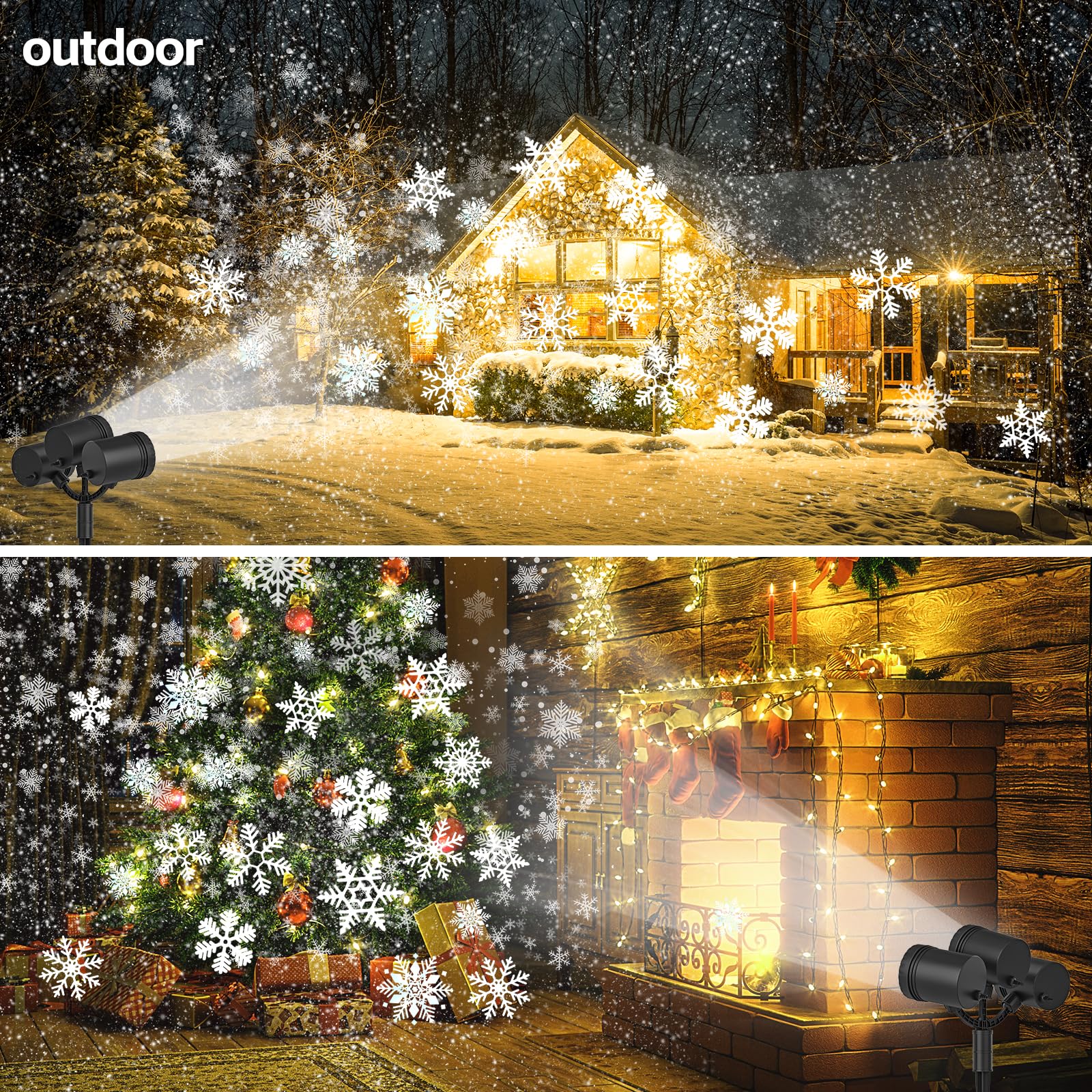 EMOS Led-sneeuwvlokken, neutraal wit, efficiënte wandverlichting, gevelprojectie, muur