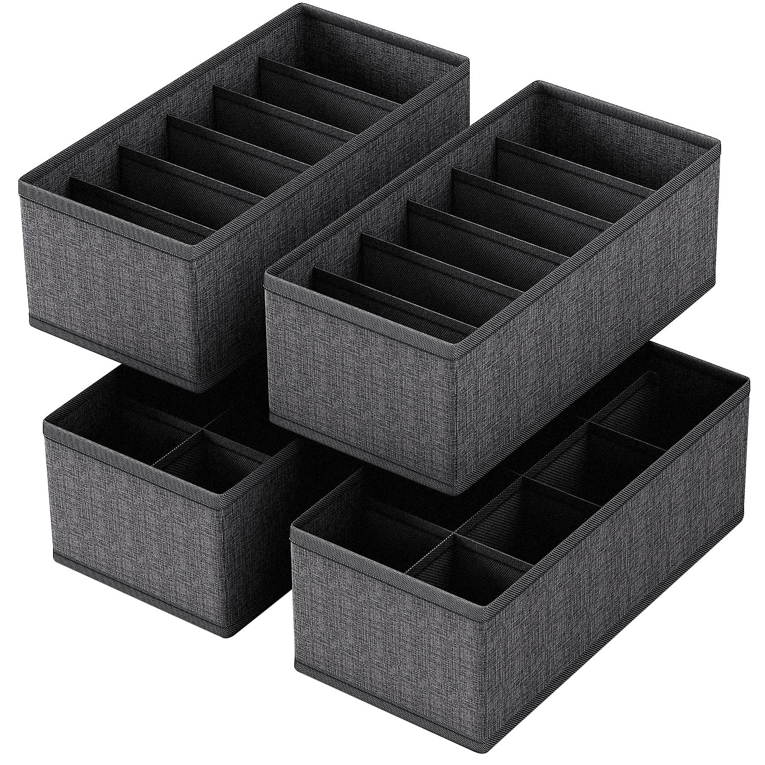 4 PACK Sock Underwear Drawer Organizer Dividers, Collapsible Cabinet Closet Storage Boxes for Clothes, Socks, Lingerie, Underwear, Tie, Belt,Bedroomedroom