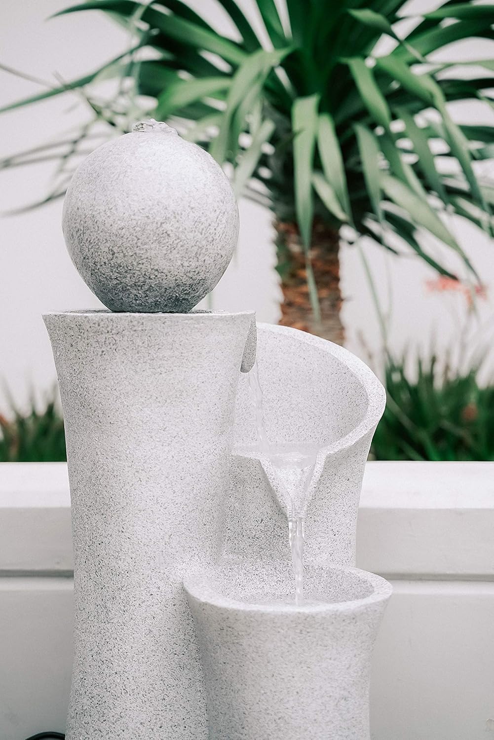 XBrand Cascading Sphere Floor Zen Water Fountain, Indoor Outdoor Décor, 36 Inch Tall, Natural Grey