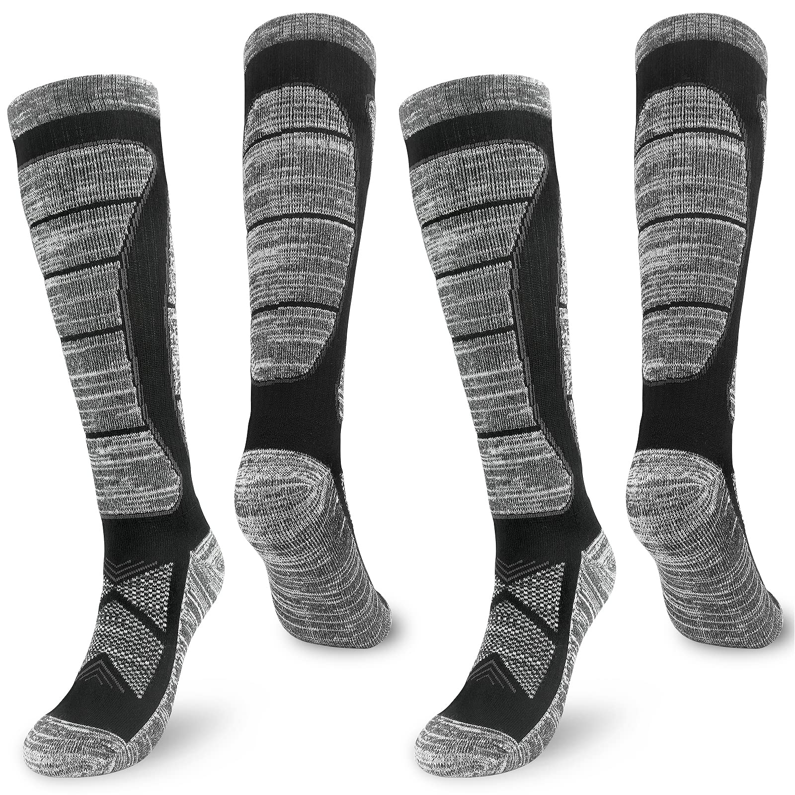 Smlper 2 Pairs Merino Wool Ski Socks Men,Thermal Warm Knee High Thick Socks for Winter, Cold Weather, Snow, Snowboarding, Hunting, Hiking