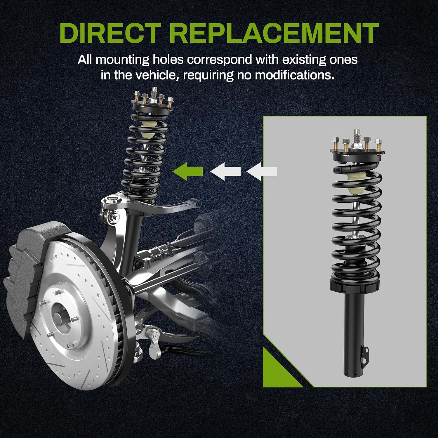AUTOSAVER88 Front Complete Strut and Coil Spring Assembly Compatible with 2005-2010 Grand Cherokee 2006-2010 Commander 171377L 171377R 911278