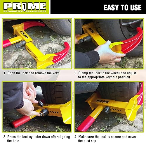 Miniatura 5 de PR1ME - Abrazadera de bloqueo de rueda de remolque, bloqueo universal de abrazadera de rueda, neumáticos de seguridad ajustables de alta