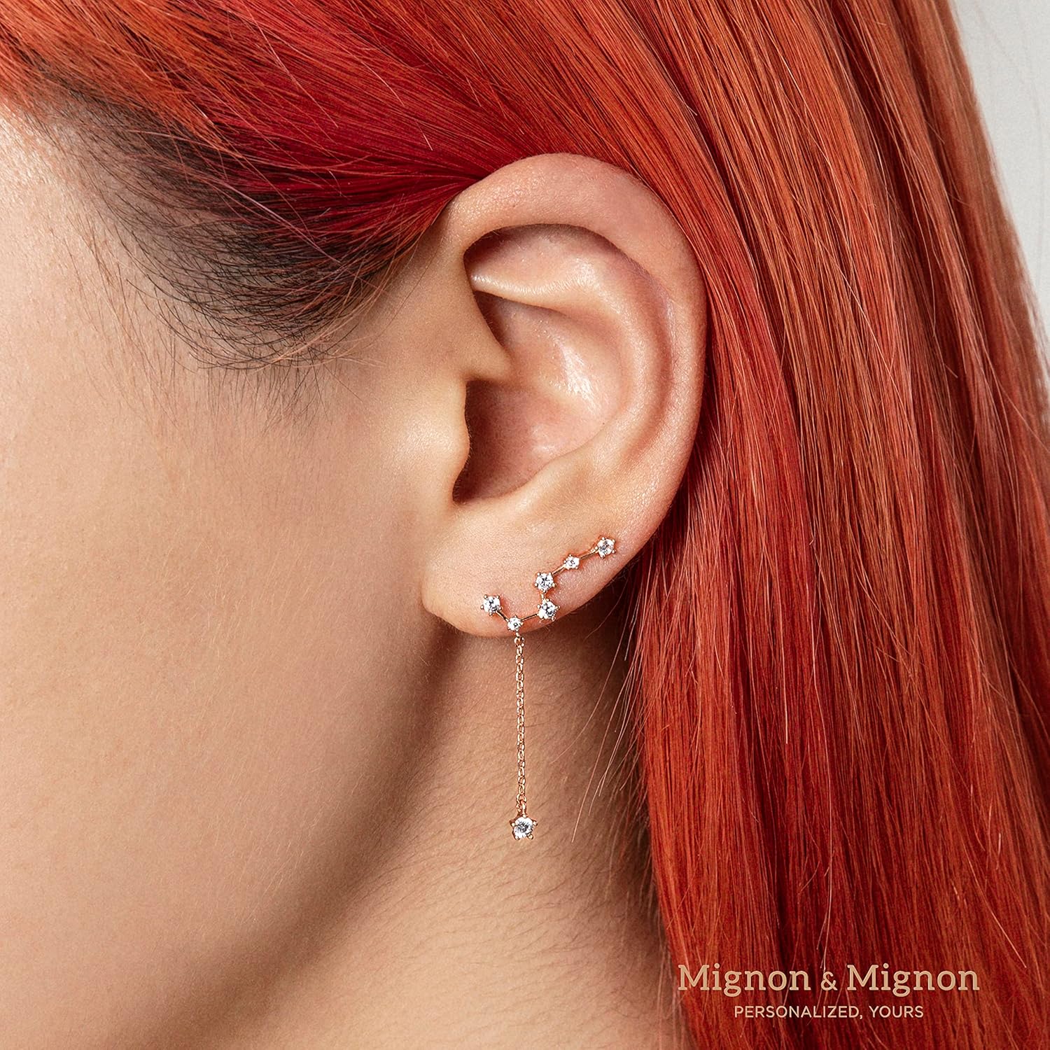 Cubic Zirconia Crystal Star Stud Ear Crawler Little Dipper Dangle Earrings in Gold Silver Rose Gold