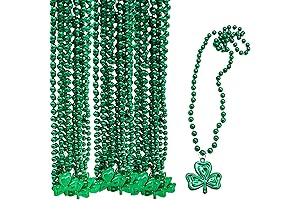 "4E's Novelty 24 Pcs St Patricks Day Beads Necklace Bulk Green Shamrock...