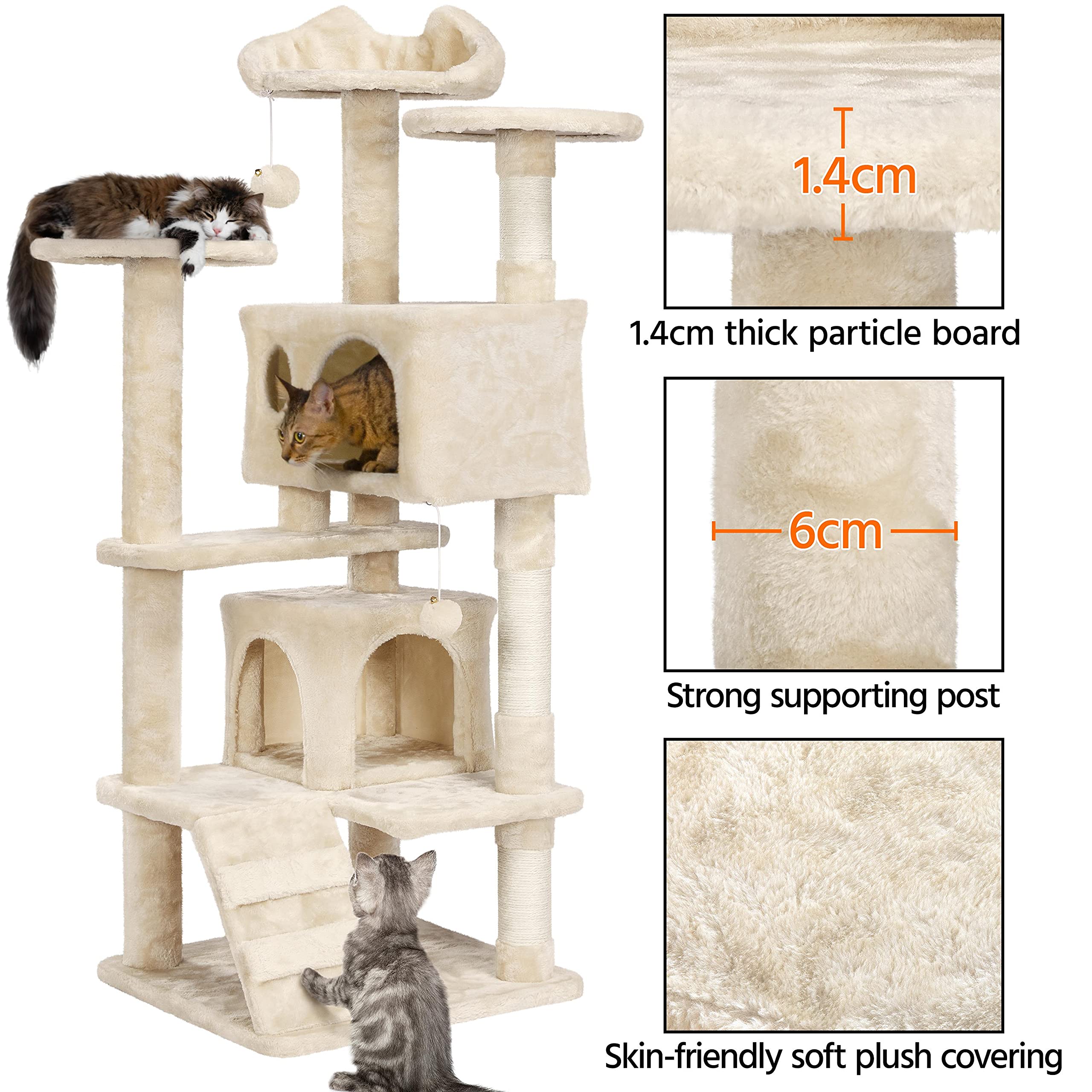 Buy Yaheetech 138cm Cat Tree Tower Multilevel Cat Activity Tree Centre
