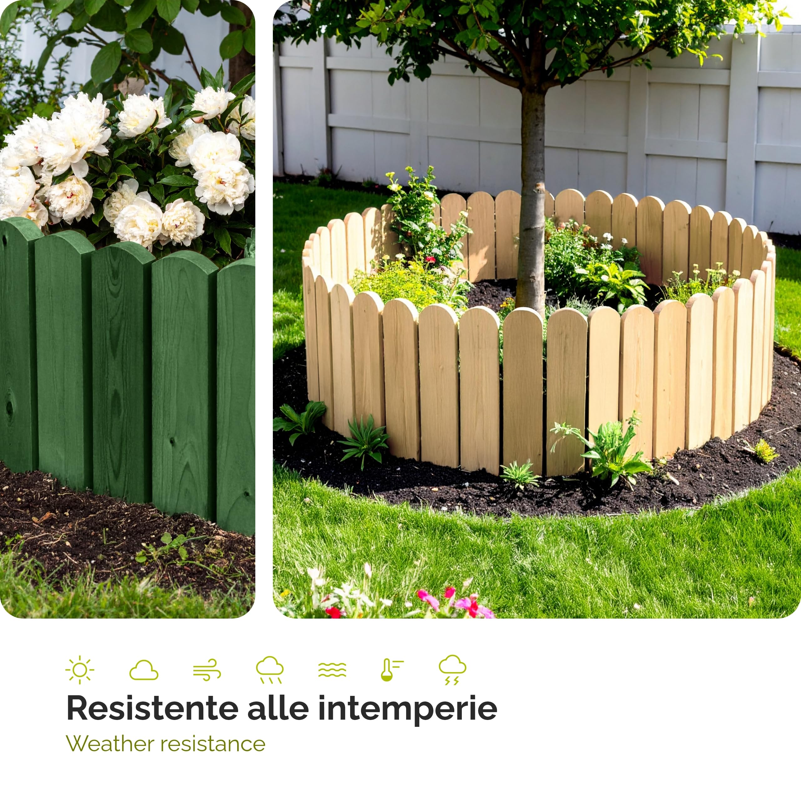 Garronda Rollborder Recinzione in legno flessibile 100 x 40 cm bordatura giardino bordura per aiuola staccionata in legno cordolo Decorazione da frutteti Palizzata GD-0148 Grafite