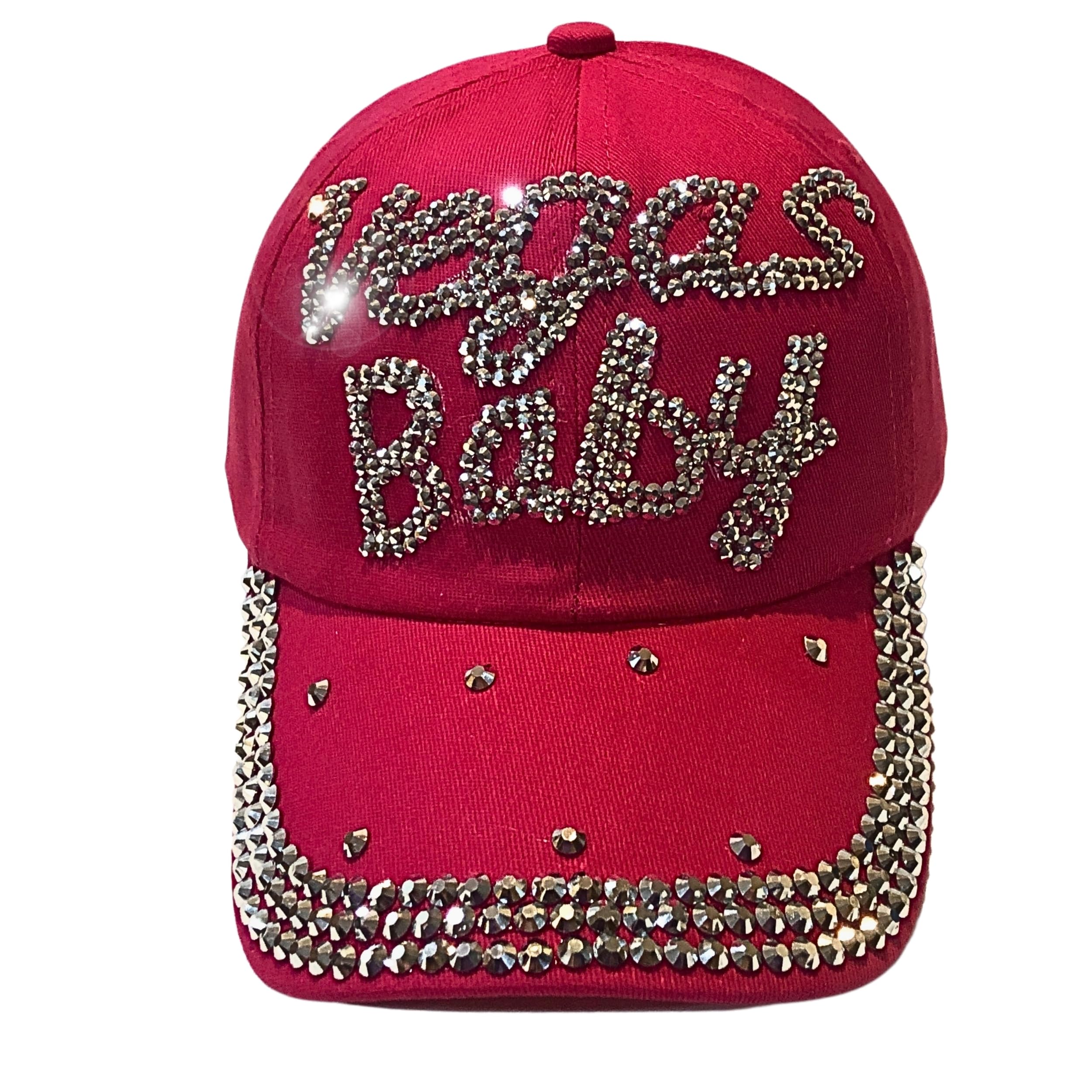 Popfizzy Bling Las Vegas Baby Hat, Rhinestone Las Vegas Baseball Cap for Women, Las Vegas Souvenir, Bedazzled Las Vegas Gifts, Vegas Baby Hat (Hot Pink), One Size