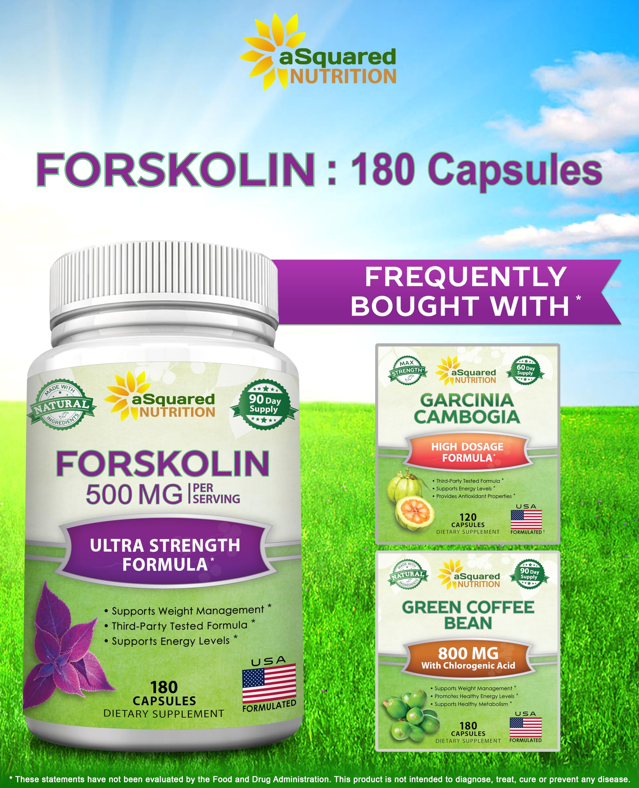 aSquared Nutrition Forskolin 500mg Per Serving Max Strength-180 Capsules, Supplement for Pure Weight Loss Fuel, Coleus Forskohlii Root - Forskolin Diet Pills, Belly Buster Fat Burner 2X Slim Trim Lose — Amazon image 3