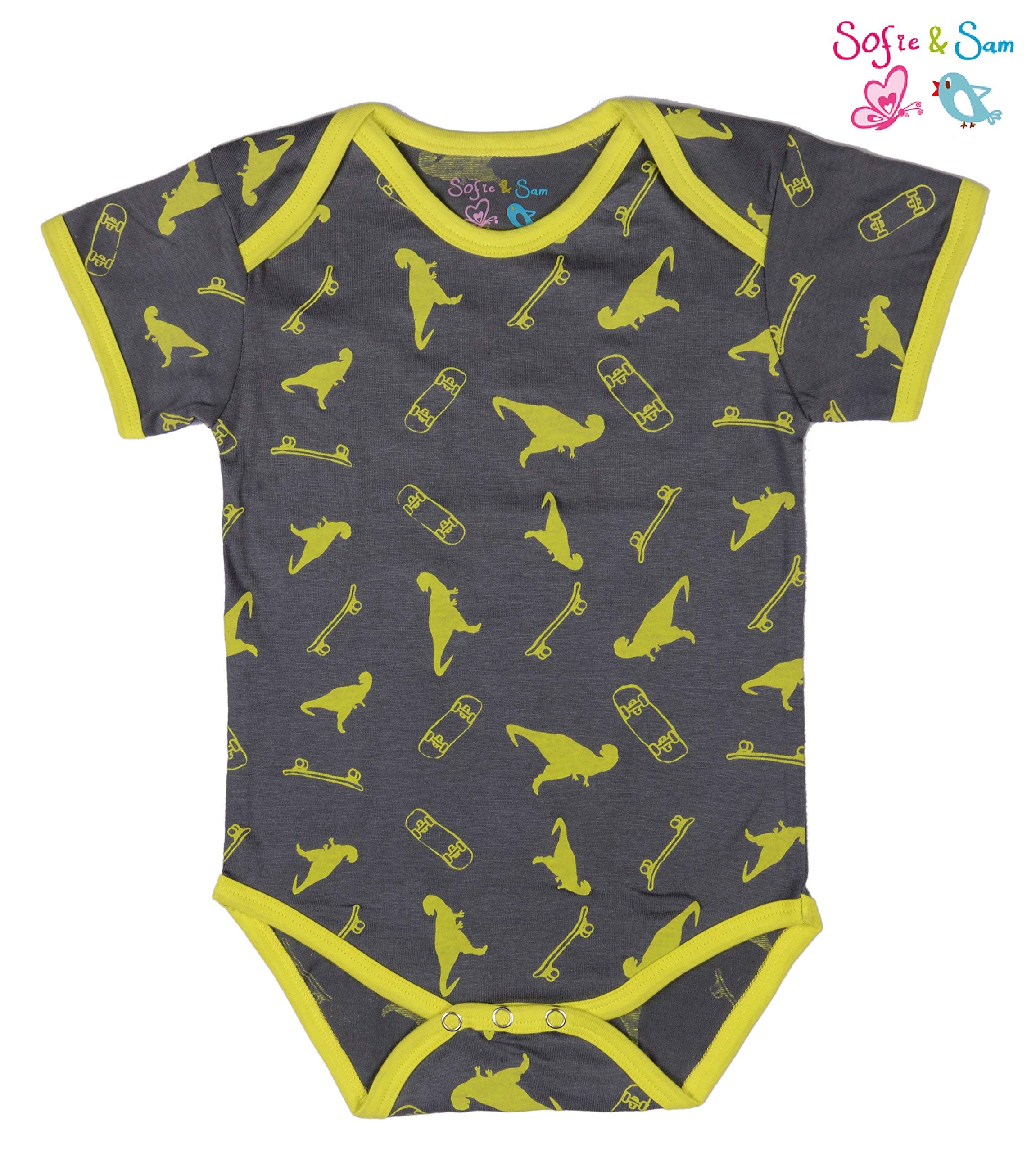 Sofie & Sam Baby Romper Half Sleeves Premium Cotton Pack of 3 - Star/Dianosour/Polka (9-12 Months) 1