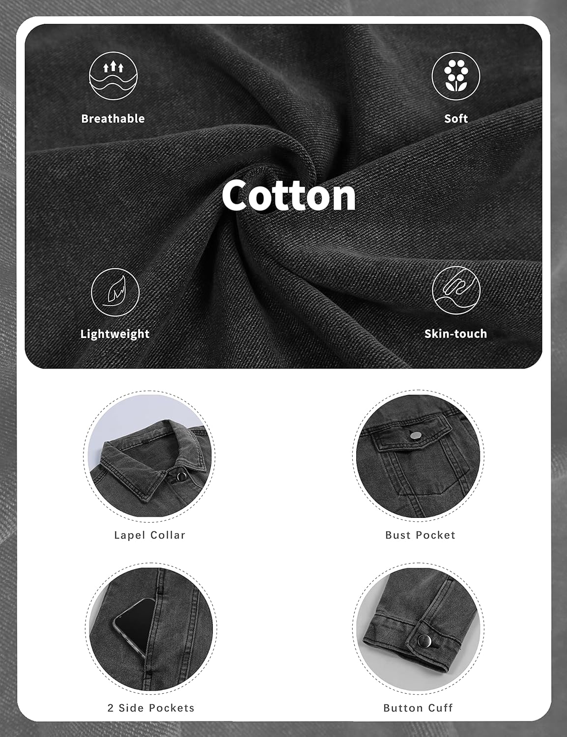 Omoone Women’s Oversized Mid Long Denim Jacket Jean Biker Coat