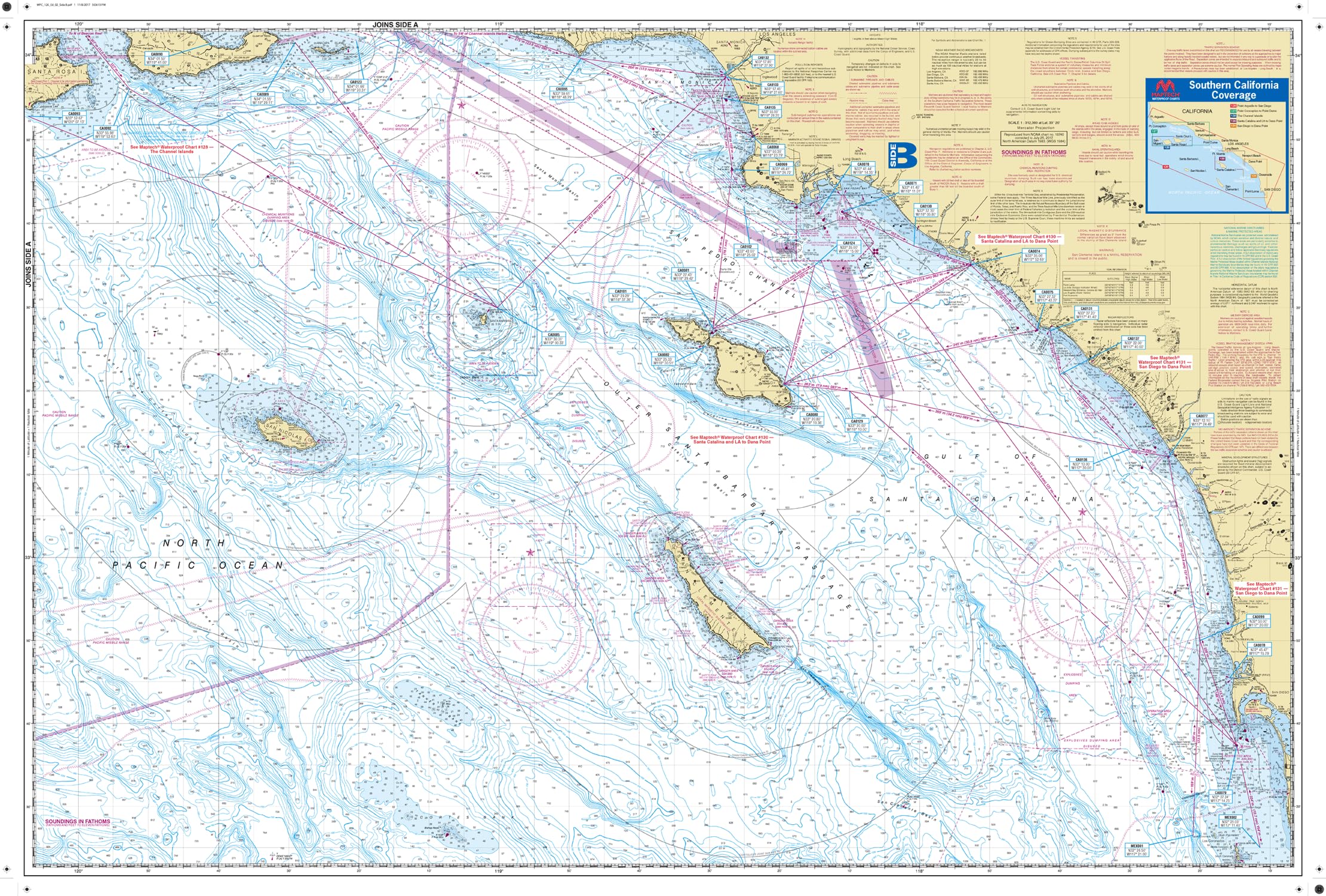 Maptech Waterproof Charts WPC126: Southern California: Point Arguello to San Diego Waterproof Chart