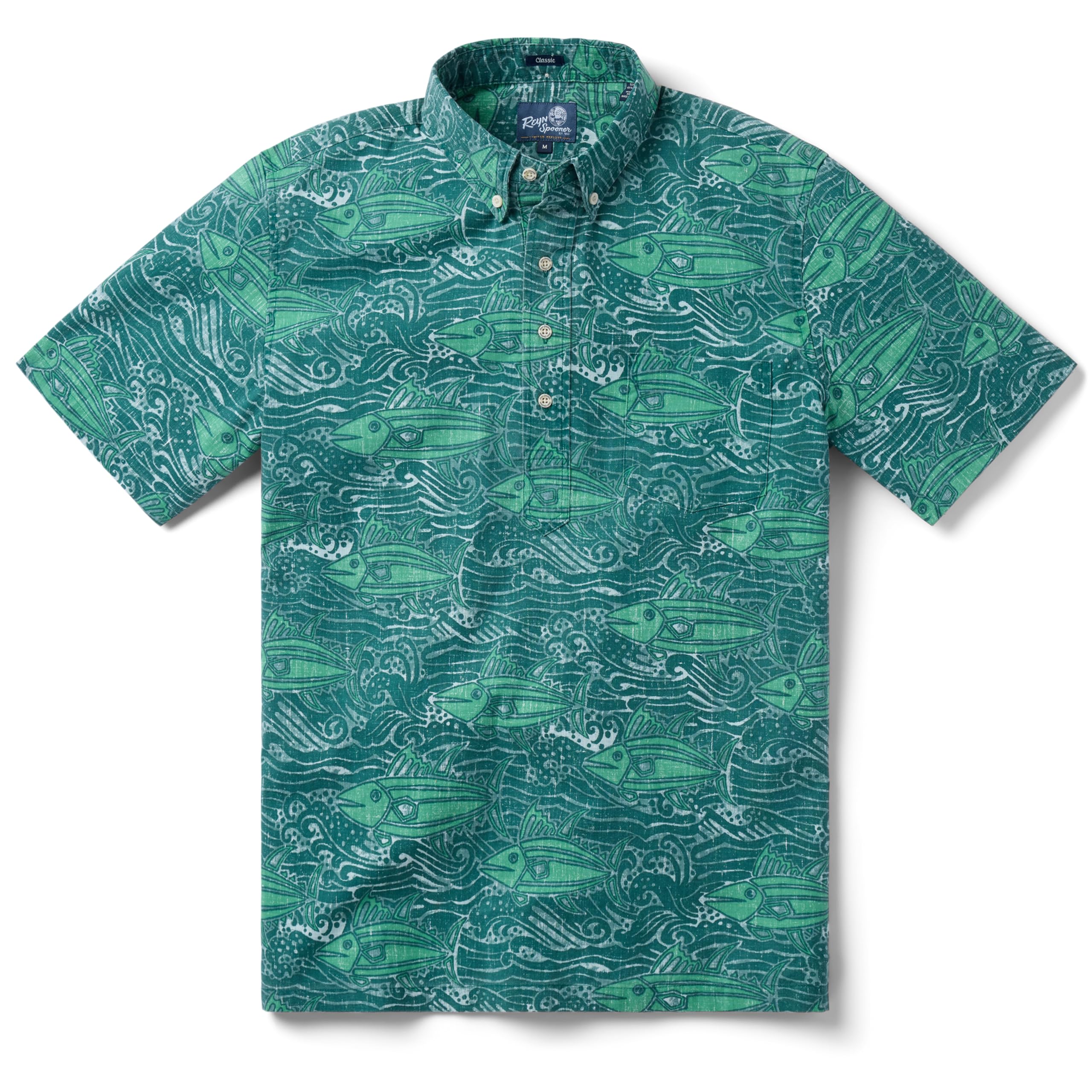 Men's Fish Print Hawaiian Aloha Shirt - Pullover