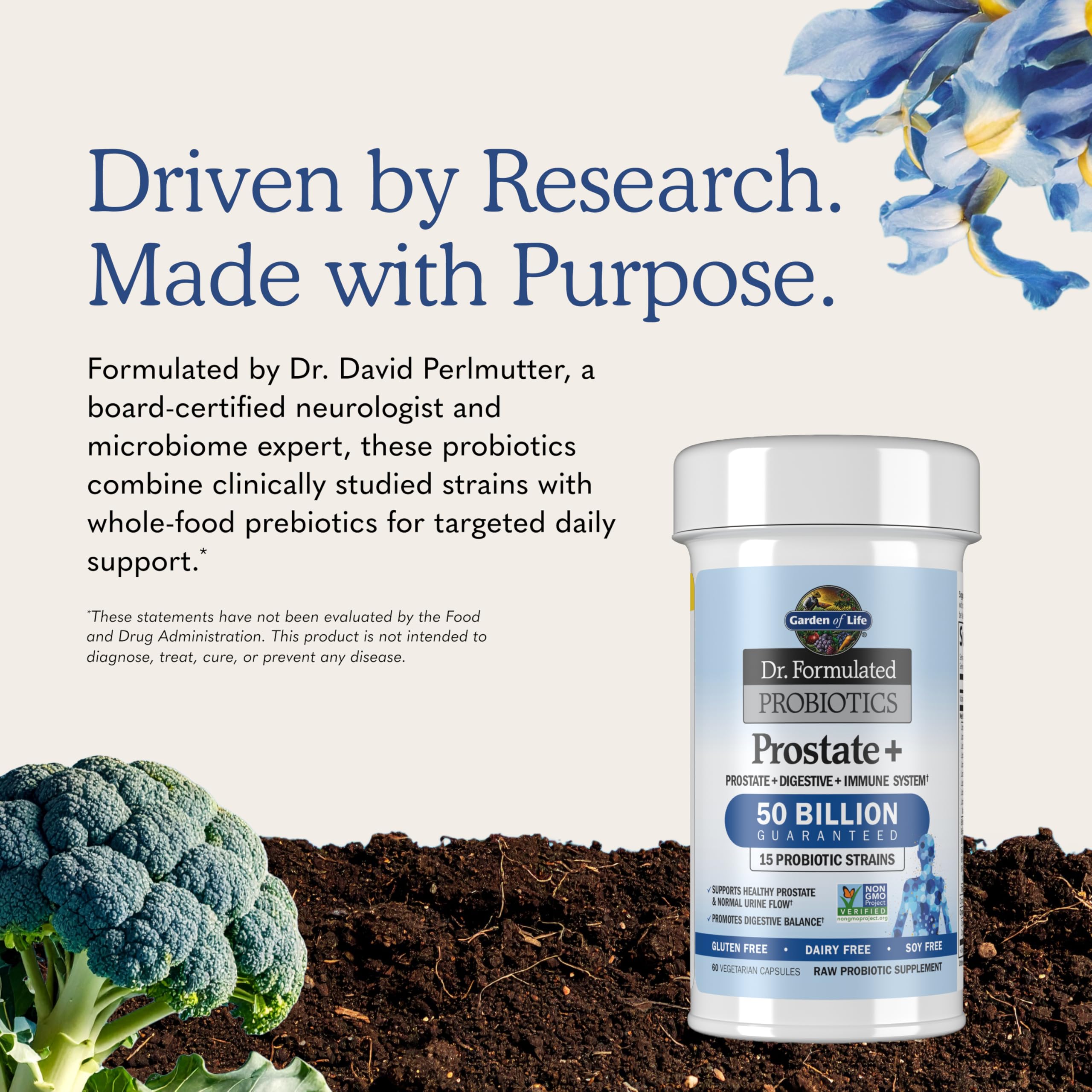 Garden of Life Dr. Formulated Probiotics Prostate+ 60 Capsules – Men's Daily Probiotic to Support Prostate, Digestive & Immune Health, Shelf-Stable Targeted Formula