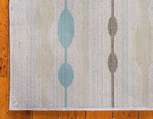 Miniatura 8 de Unique Loom - Alfombra colección de círculos abstractos, de transición para interiores y exteriores, beige, Polipropileno, GrisNegro