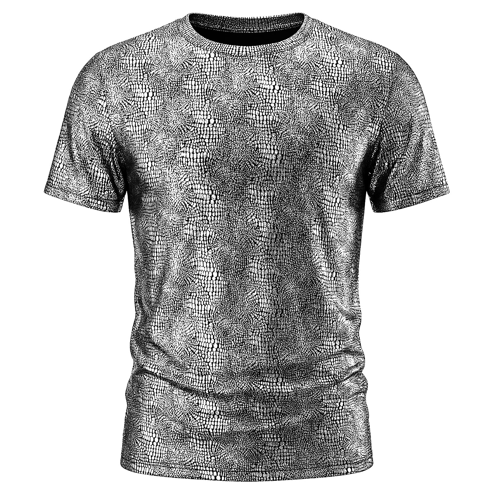 Camiseta para hombre: manga corta, camiseta de discoteca, festival, brillante, para fiestas | Camisa metálica con purpurina para hombre, para discoteca, festival de música
