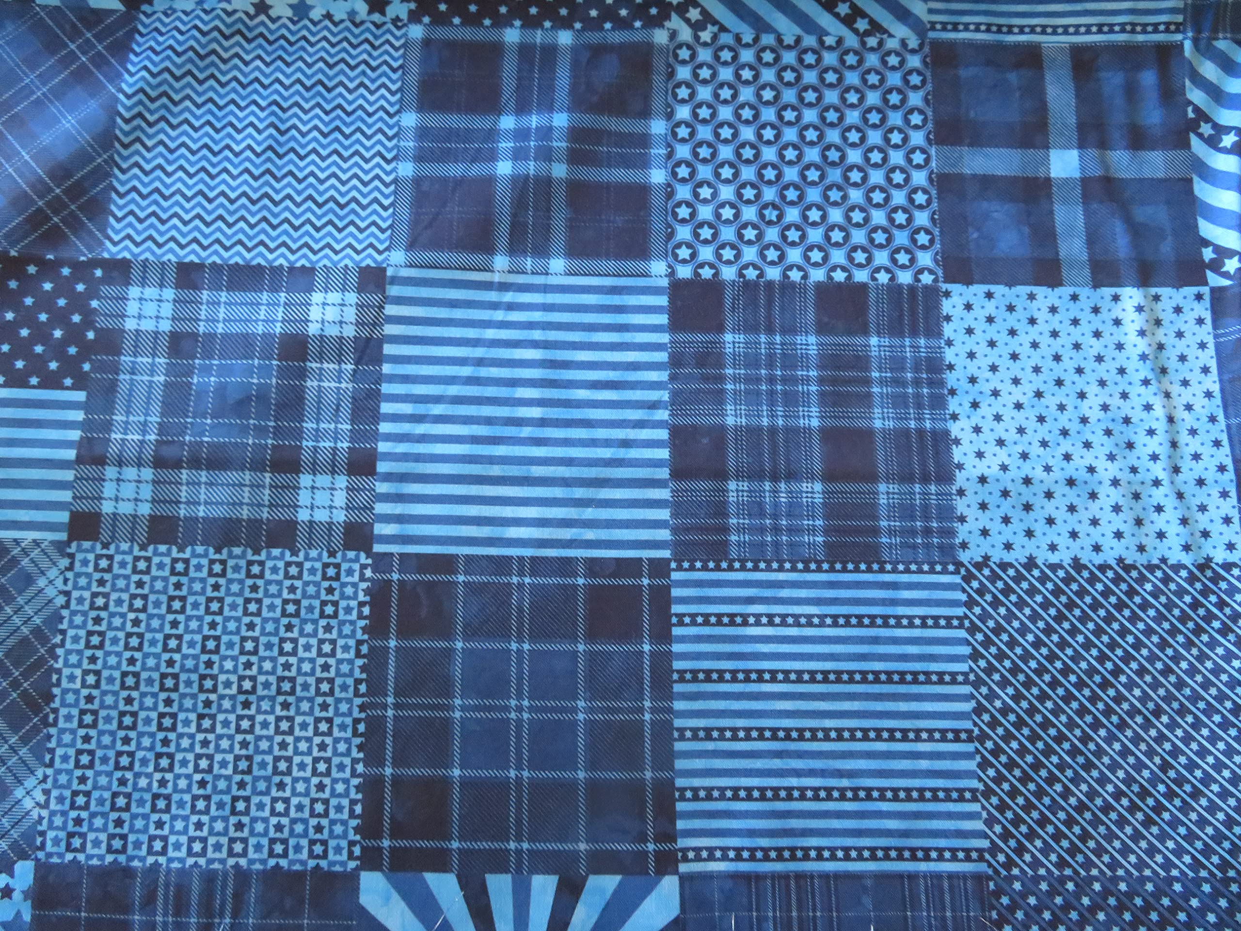 Blue Plaid Cheater Cotton Fabric for Quilting