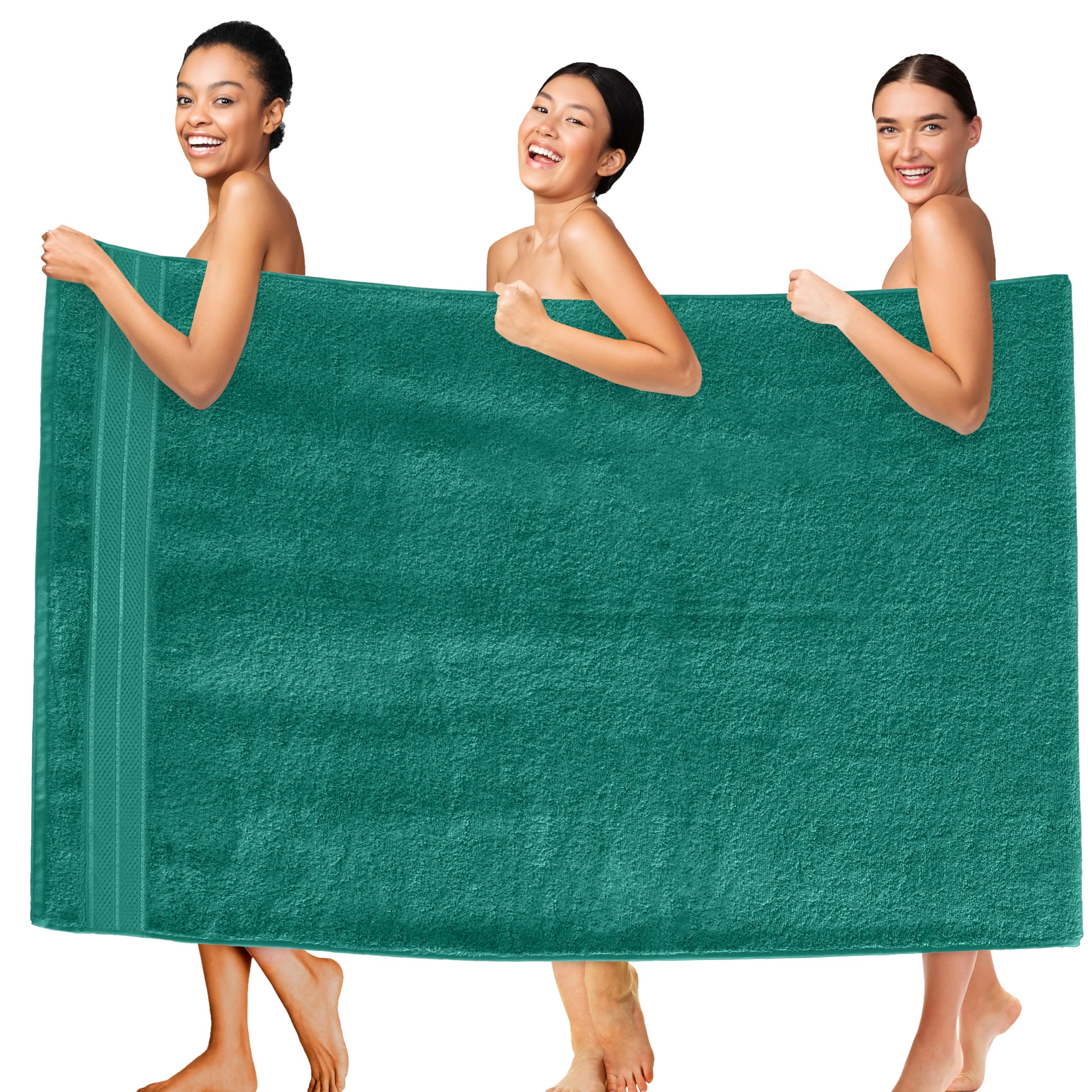 Elegant Comfort Three Line Popcorn Extra Large Luxury Bath Towel - 40" x 80" inch, Premium Hotel Spa Quality 1 Piece Oversized Bath Sheet 100% Turkish Cotton Super Soft Highly Absorbent, Teal Blue