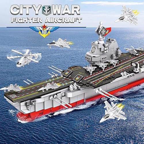 Miniatura 5 de EP - Juego de bloques de construcción de portaaviones de 795 piezas, modelo de acorazado, paquete de juguetes de construcción de varios modelos de