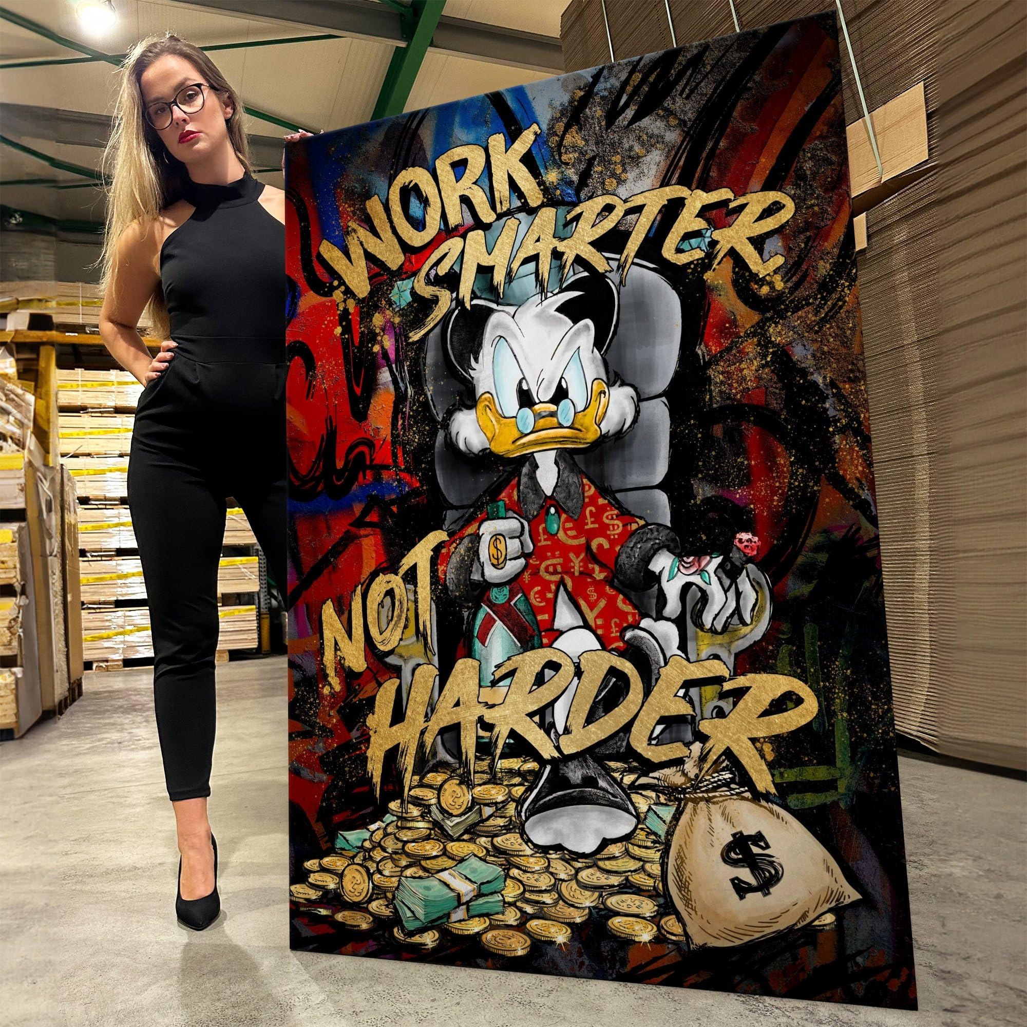 Artmazing Dagobert Bild bunt | Bild Dagobert | S-Art Bilder | Dagobert Bilder Modern | Coole Wandbilder Wohnzimmer | Wandbild Dagobert Deko XXL | Bild Leinwand XXL | Buntes Poster für Wand