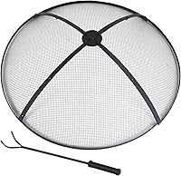 Vista 12 de Lineslife Pantalla de chispas para fogata, pantalla redonda de 30 pulgadas con mango y póster, pantallas de malla plegables resistentes