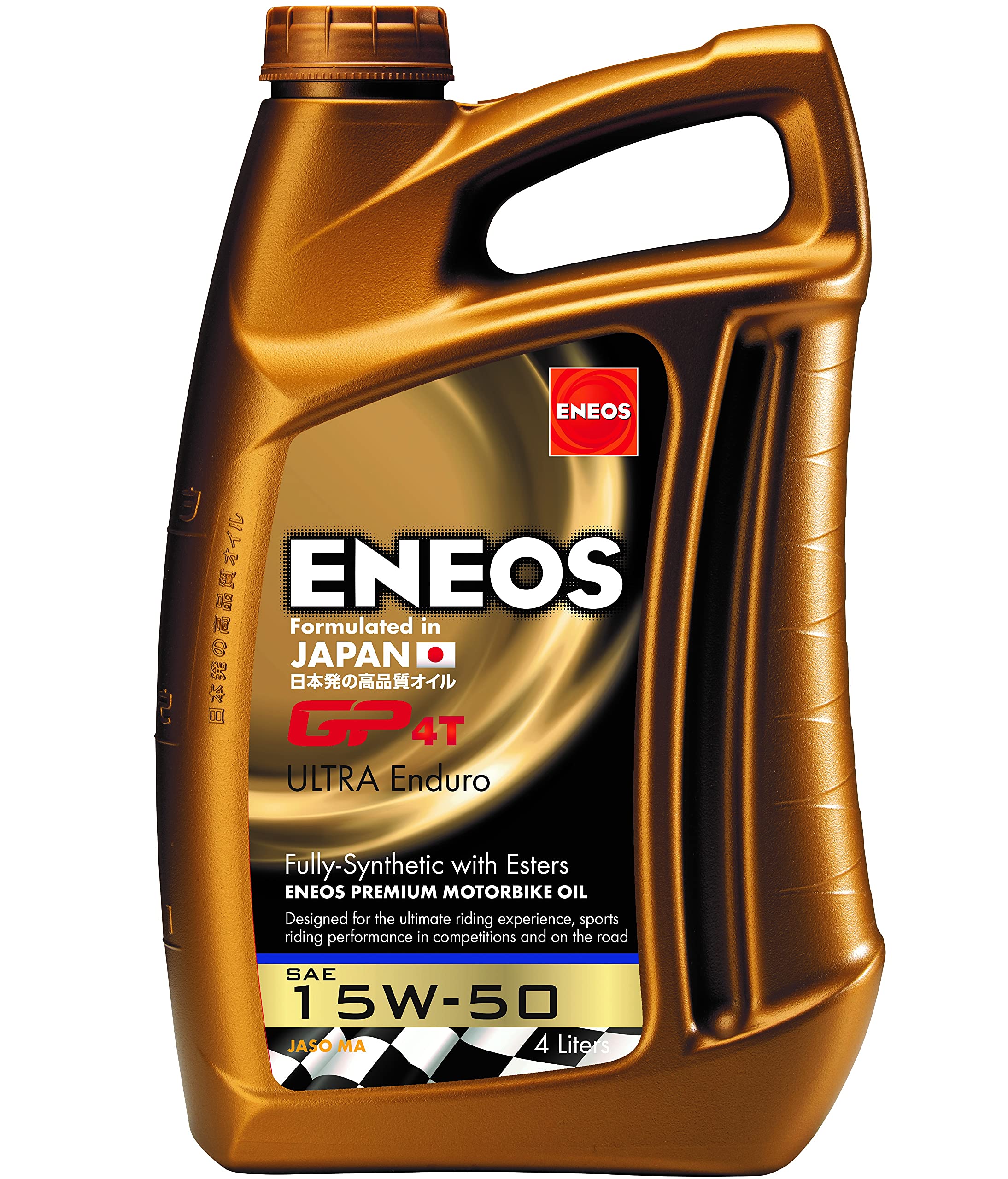 ENEOS 15W50 "GP4T Ultra Enduro" 4L - Aceite de motor de 4 tiempos - Aceite de motor totalmente sintético para motos japonesas - Protección integral del motor - Reducción del consumo de combustible