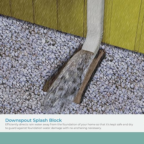 Miniatura 75 de Suncast Compuesto de poliéster fácil de usar, decorativo para exteriores, canaleta de lluvia Downspout, bloque de salpicaduras para desagües debajo