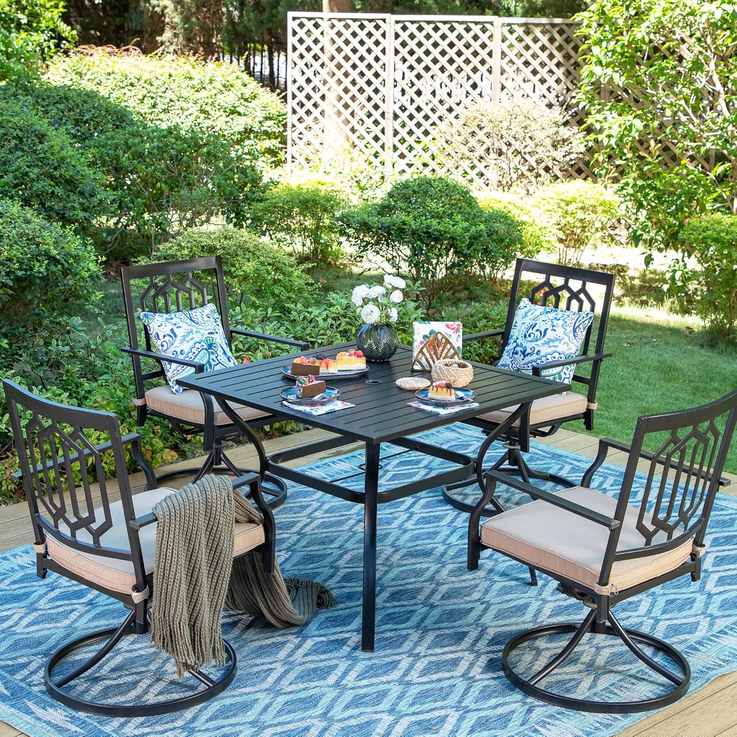 PHI VILLA Patio Dining Set Piece Outdoor Metal Jamaica Ubuy