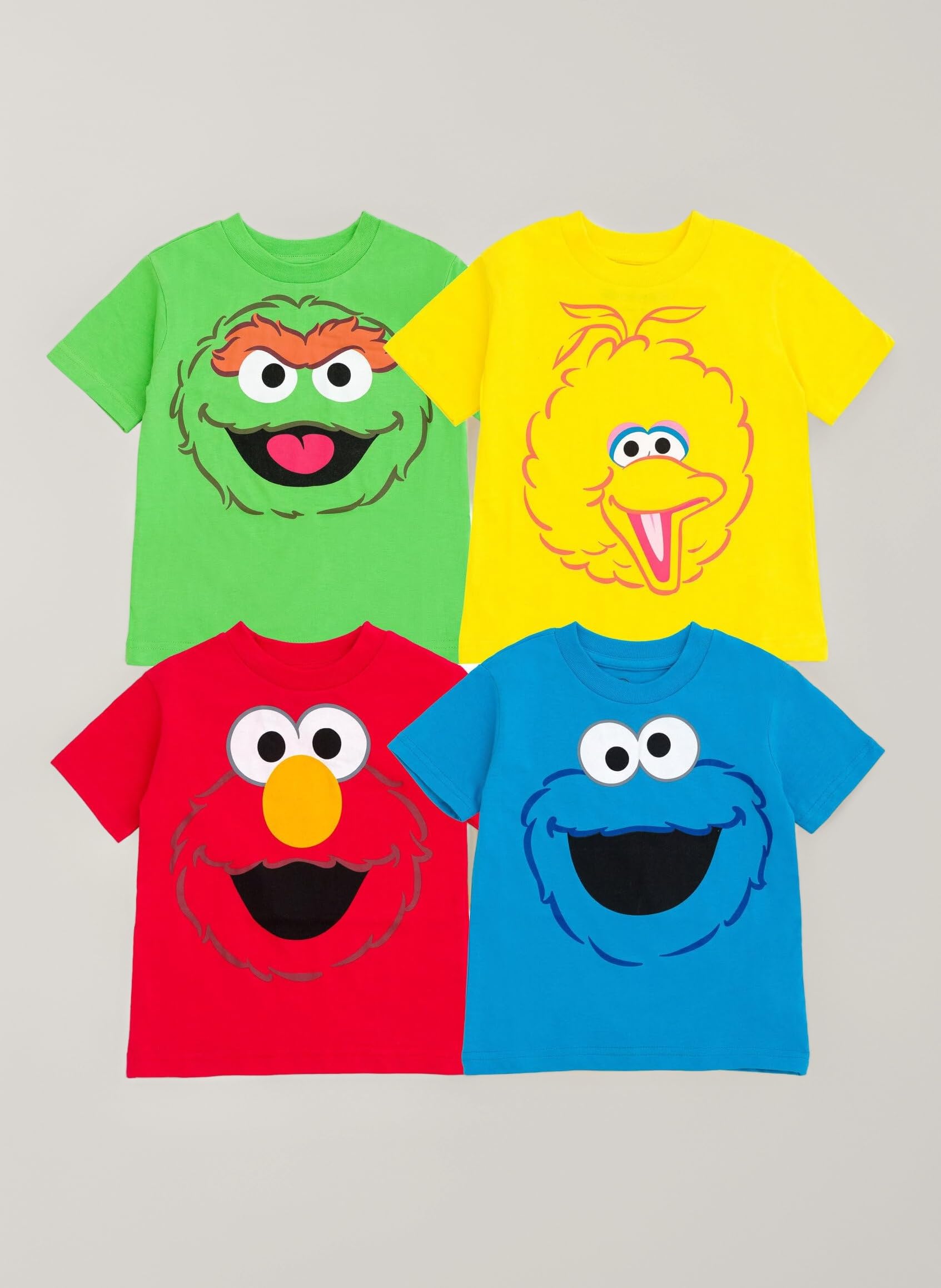 Sesame Street Toddler Boy Girl 4 Pack T-Shirts Elmo Oscar Big Bird Cookie Monster