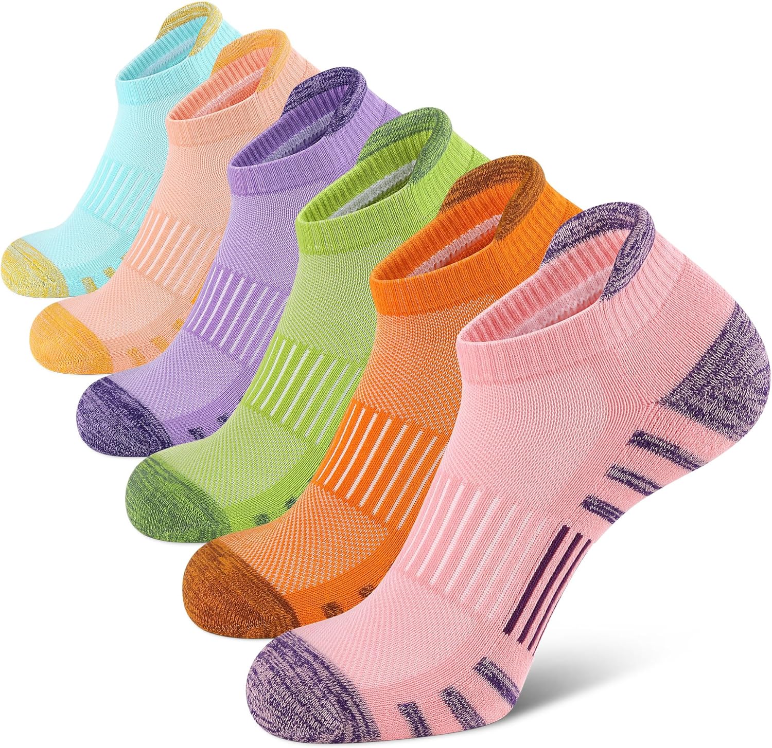 Airacker Athletic Running Ankle Cotton Socks, Low Cut Cushioned functional Anti-Blister Tab Sports Socks for Men Women 6pairs