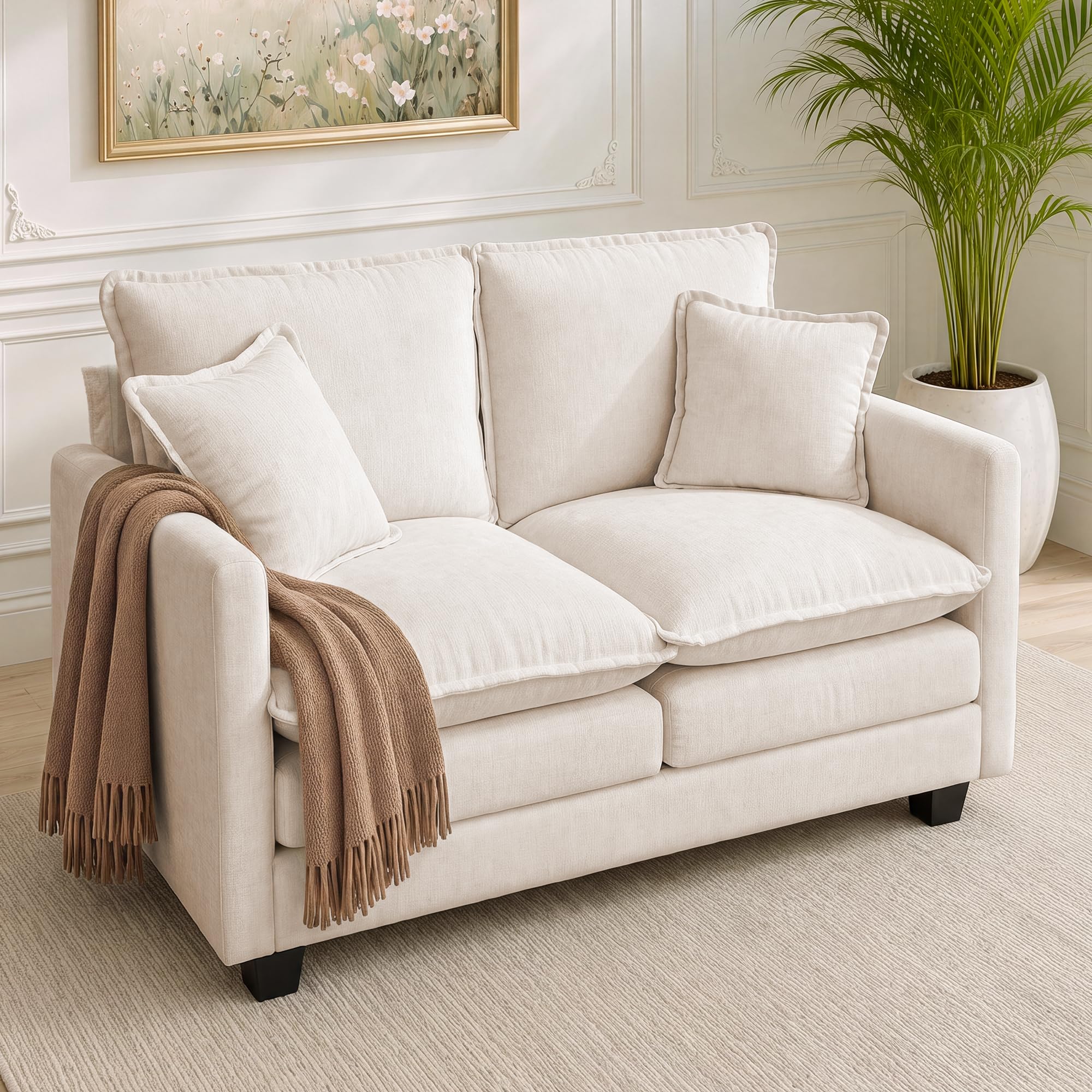 Cloud Chenille Loveseat with Pillows