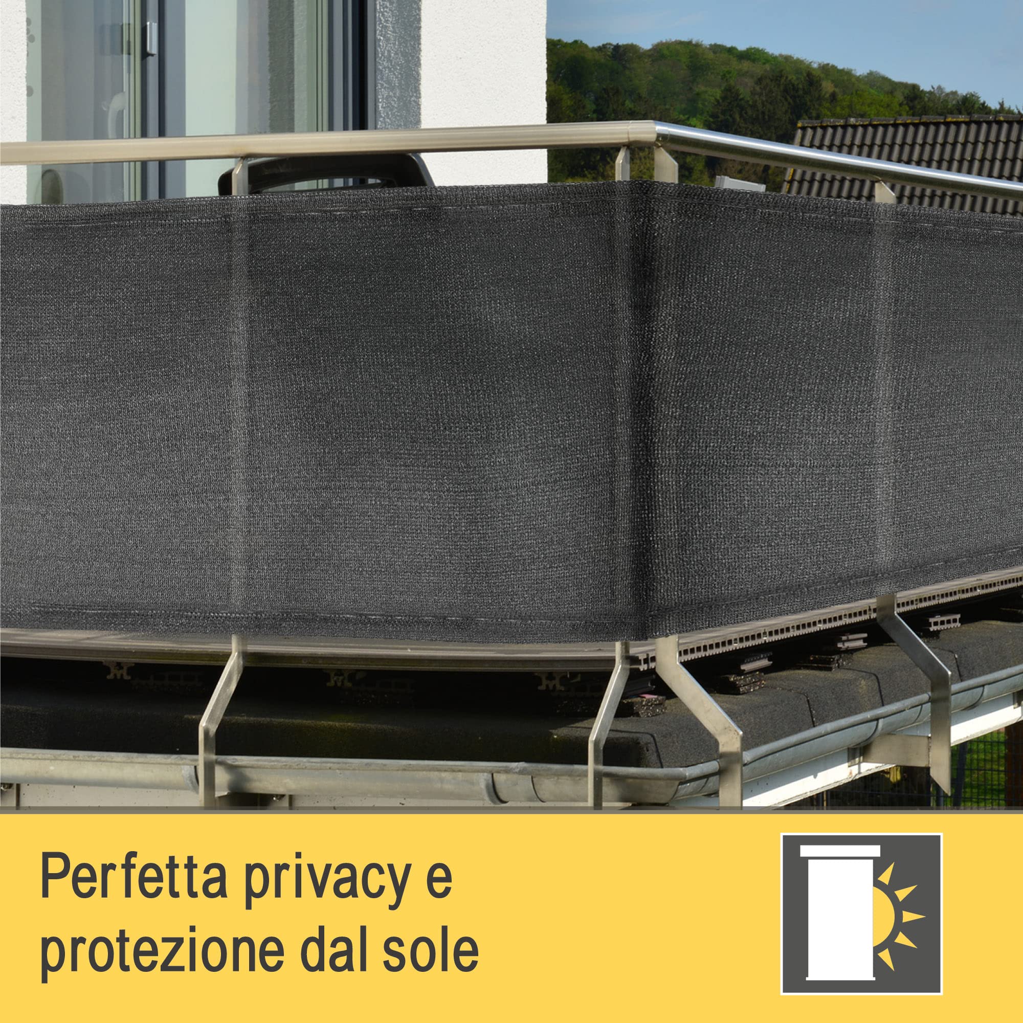 Sol Royal Telo ombreggiante Rete frangivento frangivista Tessuto HDPE serra | 5000x100cm Antracite con Fascette per Serra Giardino e Balcone Recinzione protezione copertura SG80