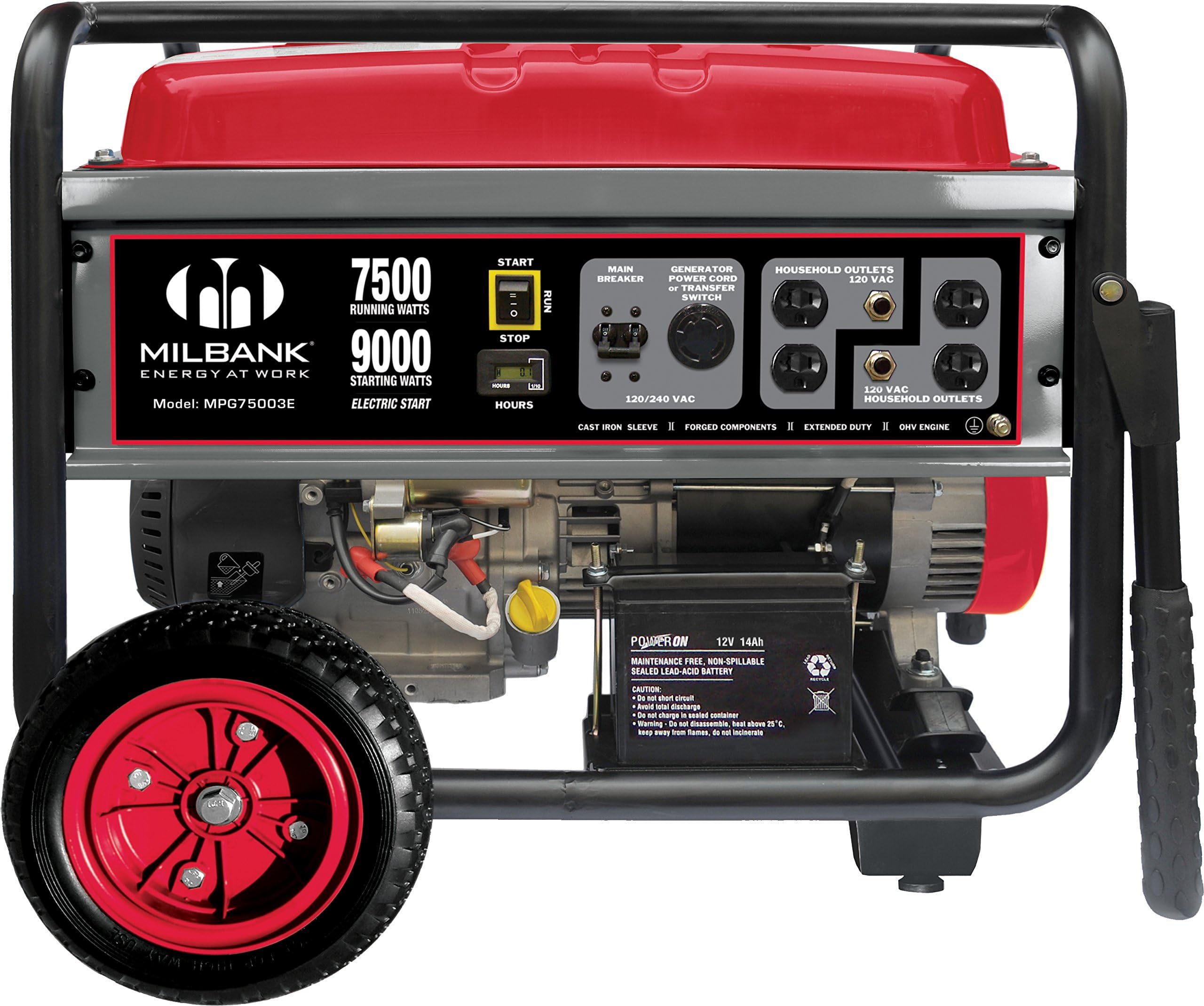 Milbank MPG75003E Portable Generator with Electric Start, 7,500 Watt