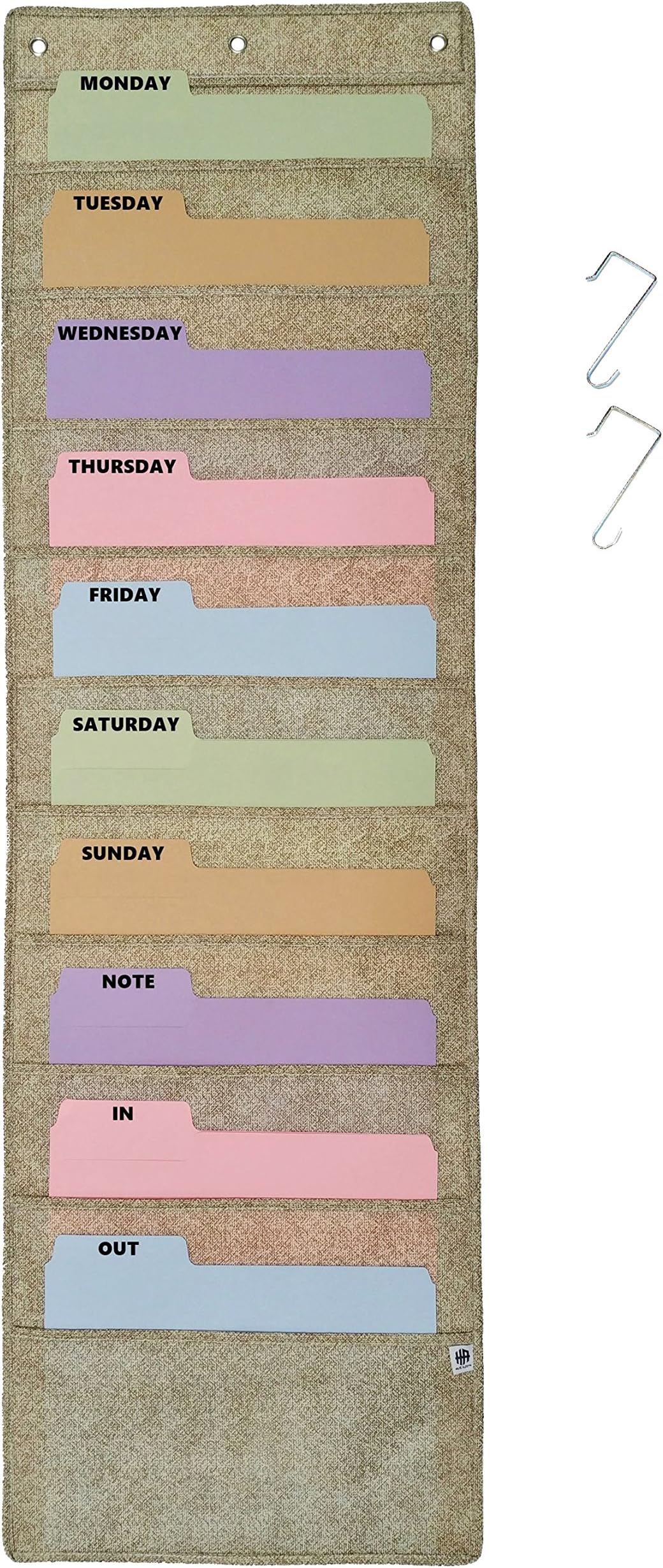 Wall Hanging Pocket Chart, Fabric Storage File Folder Organizer Holder, Cascading Organizing Hanger (1 Pack)